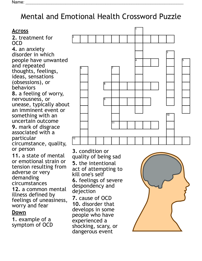 Crossword with Word Bank Printable