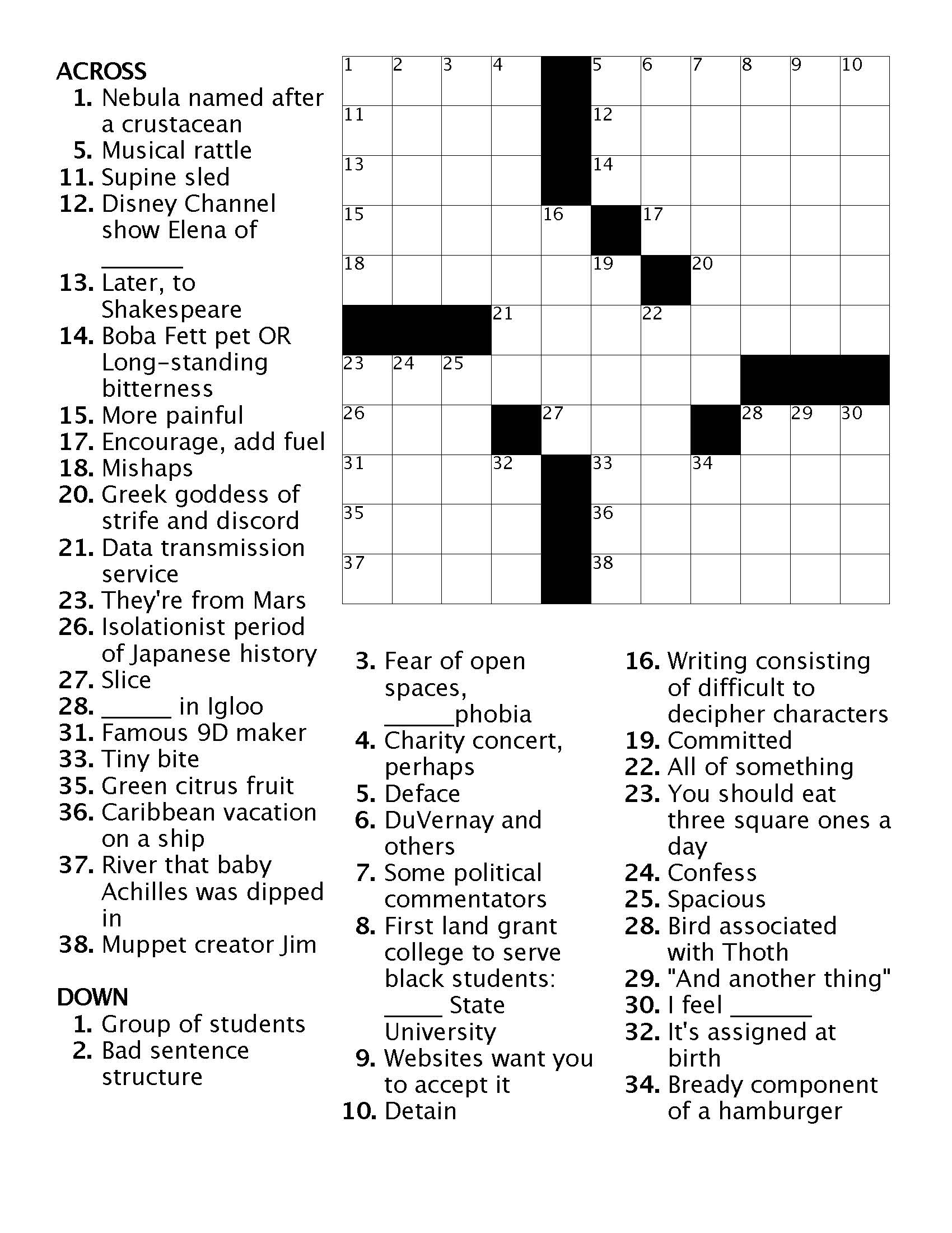 Crossword 6 Ann Arbor District Library