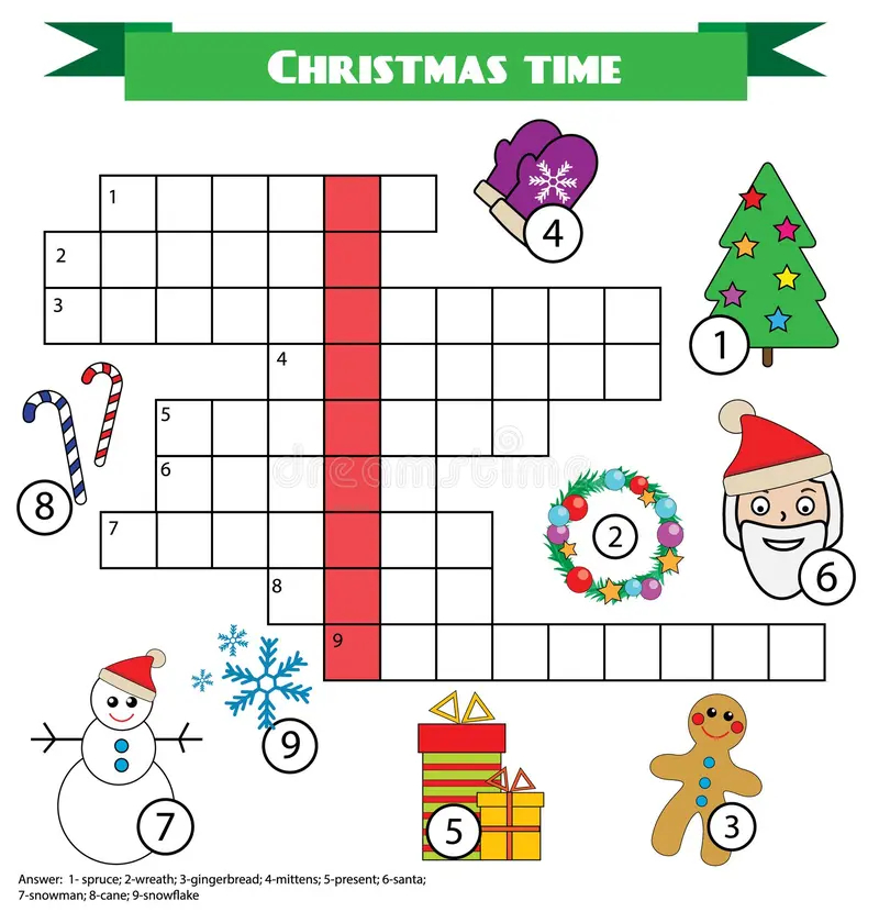 Crossword Educational Children Game With Answer Christmas Winter Theme Stock Vector Illustration Of Cartoon Learning 78548069