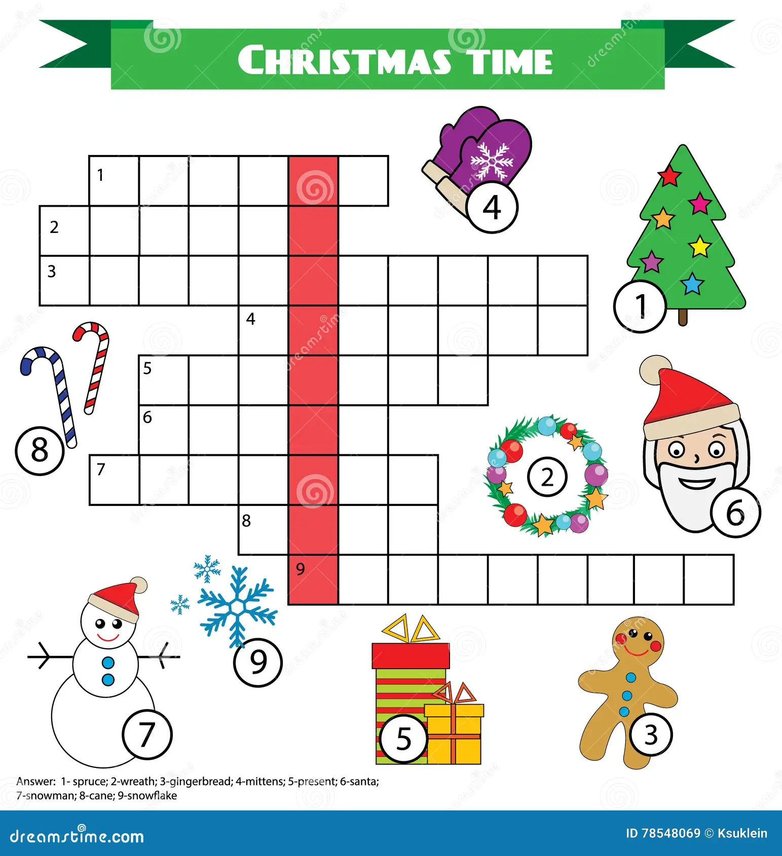 Crossword Educational Children Game With Answer Christmas Winter Theme Stock Vector Illustration Of Cartoon Learning 78548069