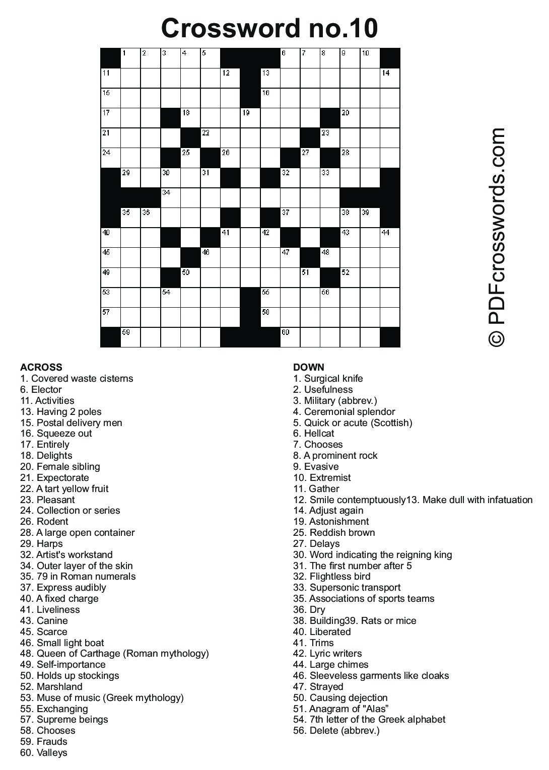 A3 Crossword Medium Difficulty Printable