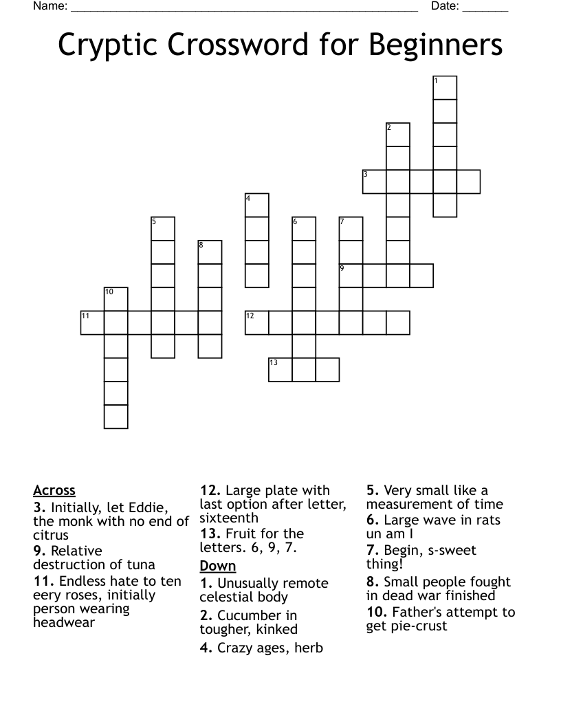 Cryptic Crosswords Free Printable
