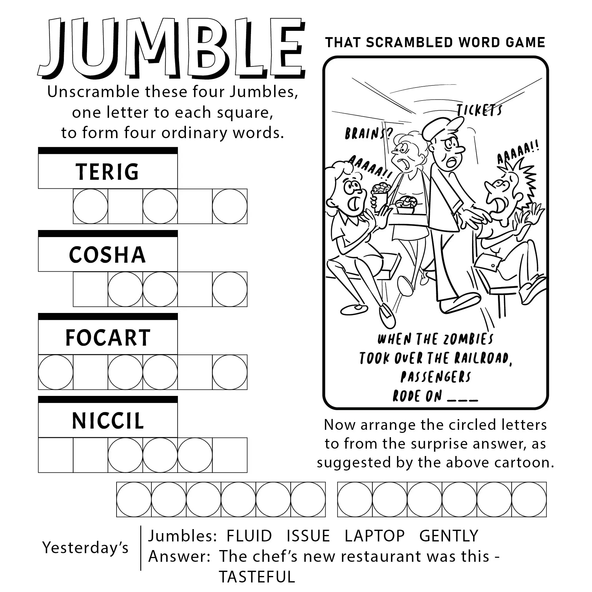 Free Printable Jumble Crosswords