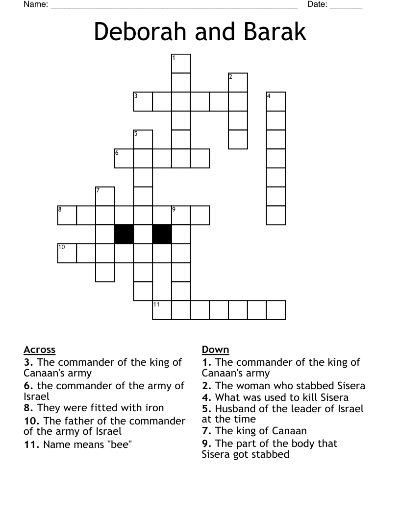 Deborah And Barak Crossword WordMint