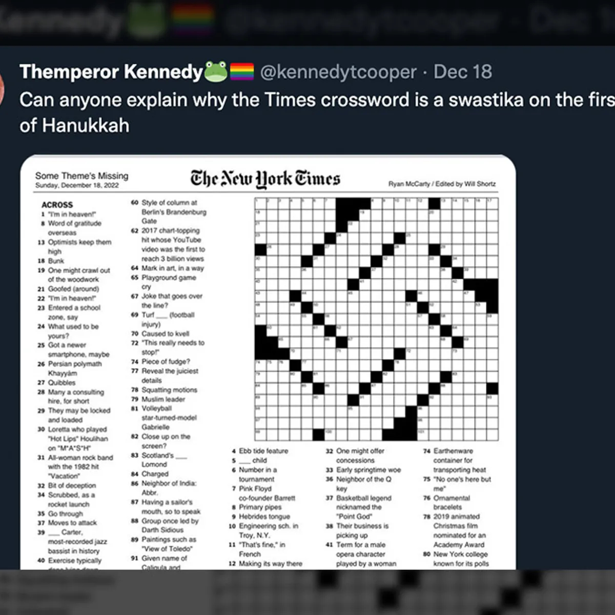 Did NY Times Publish What Some Said Was A Swastika Shaped Crossword Puzzle Snopes Did NY Times Publish What Some Said Was A Swastika Shaped Crossword Puzzle Snopes