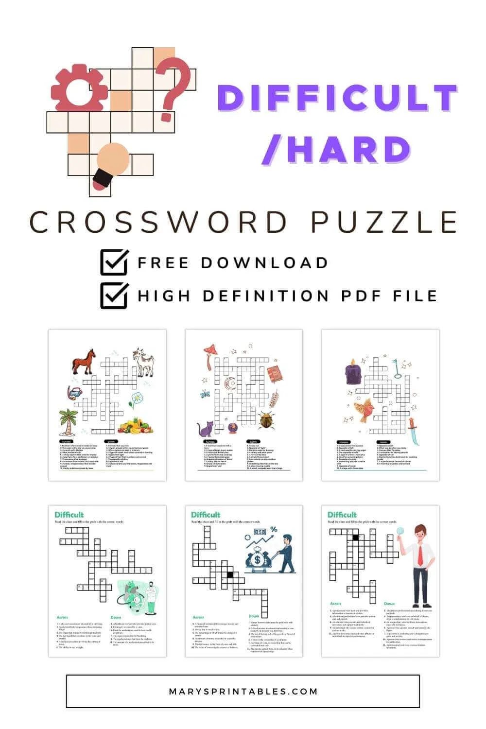 Free Printable Hard Crossword Puzzles Colored
