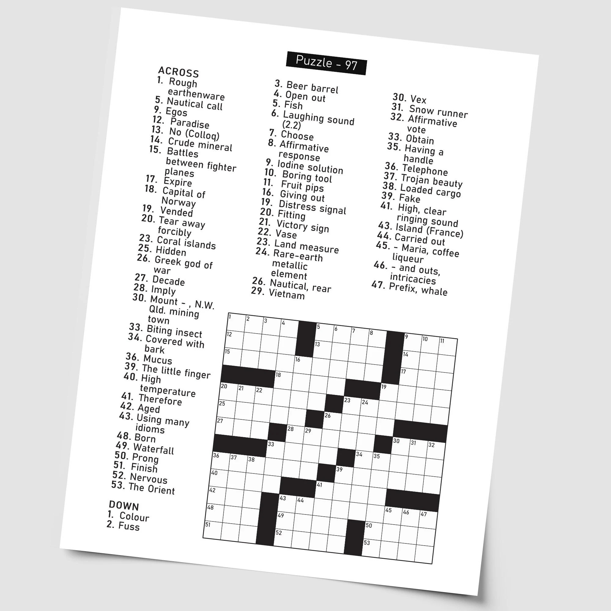 digital download 102 printable crossword puzzles for adults fun activities book for seniors large print easy to read games with solutions etsy