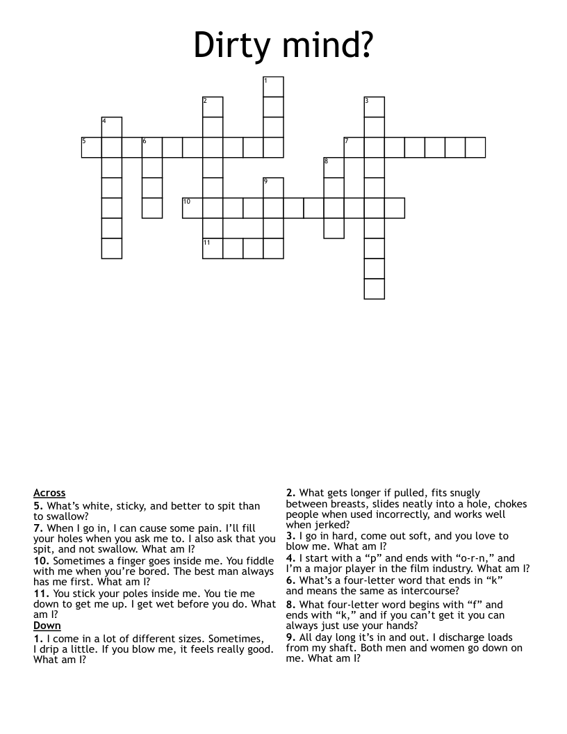 Dirty Mind Crossword WordMint Dirty Mind Crossword WordMint