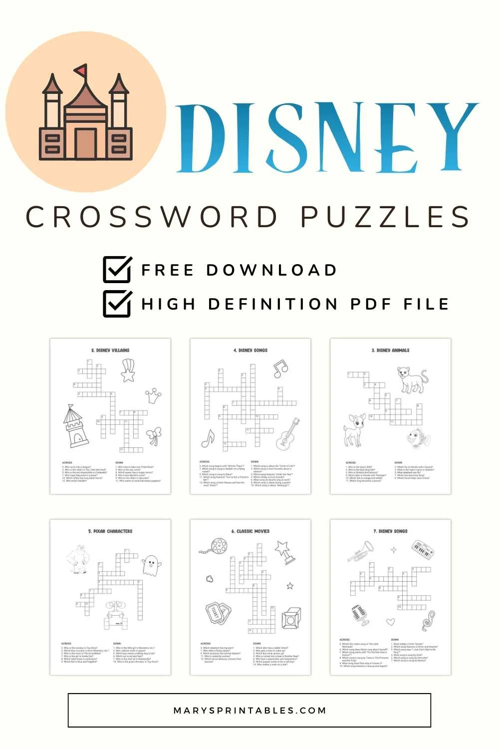 Free Printable Disney Crossword Puzzles with Word Banks Free Printable Disney Crossword Puzzles with Word Banks