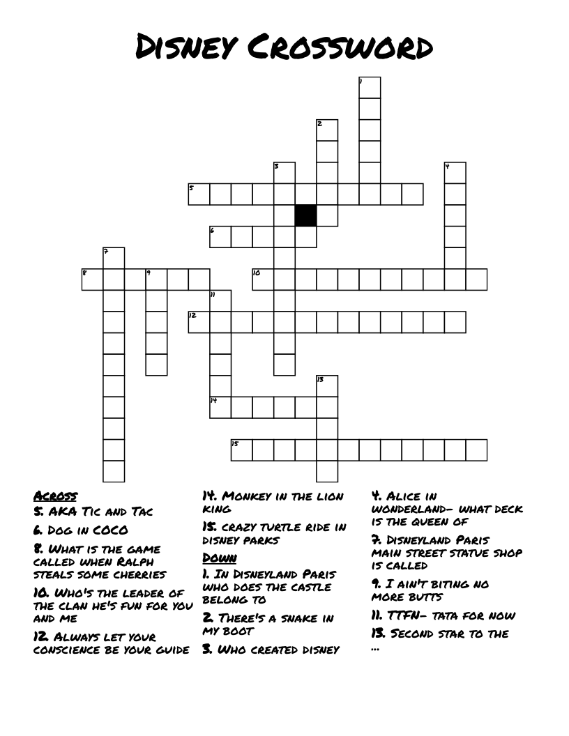 disney crossword wordmint