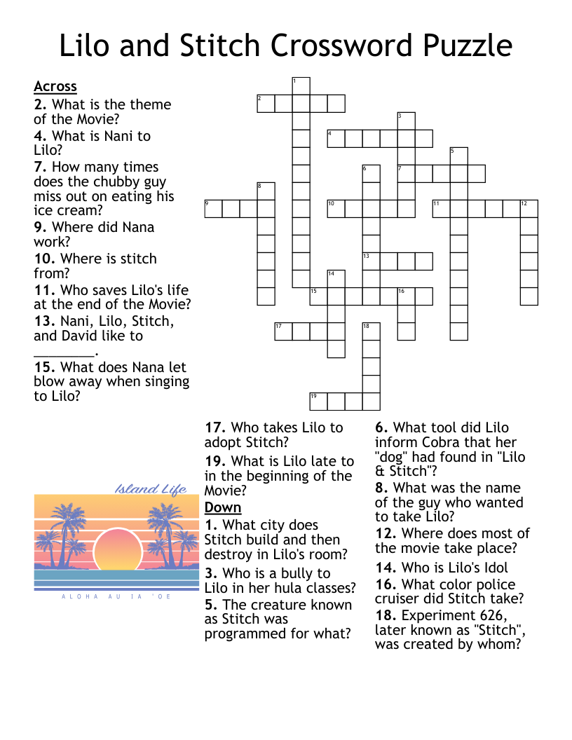 Disney Movies Crossword WordMint