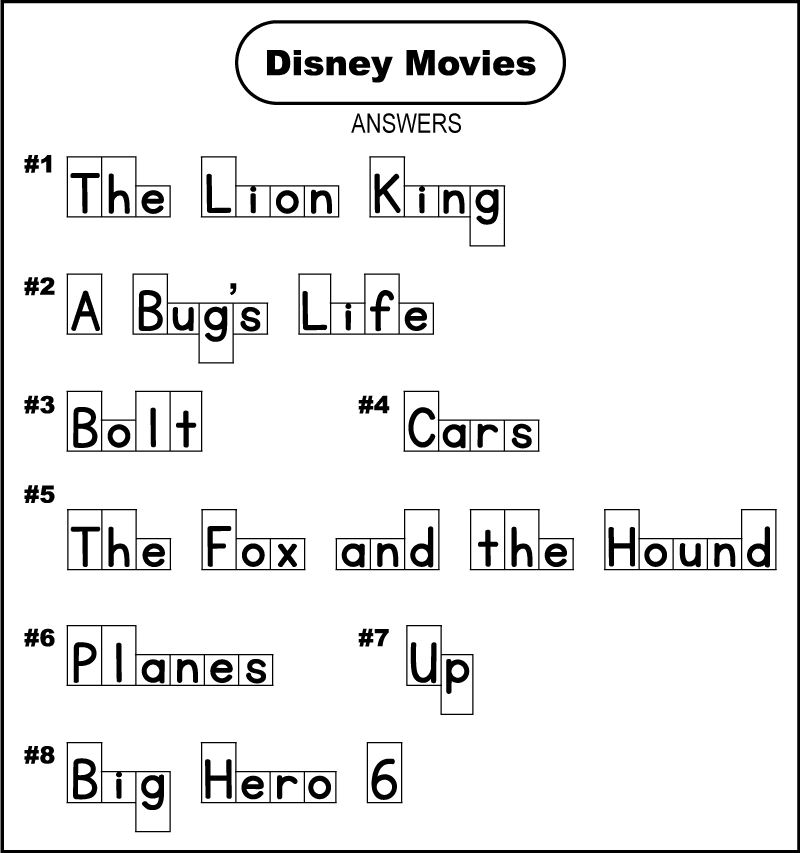 Disney Crossword Puzzles and Answers Printable