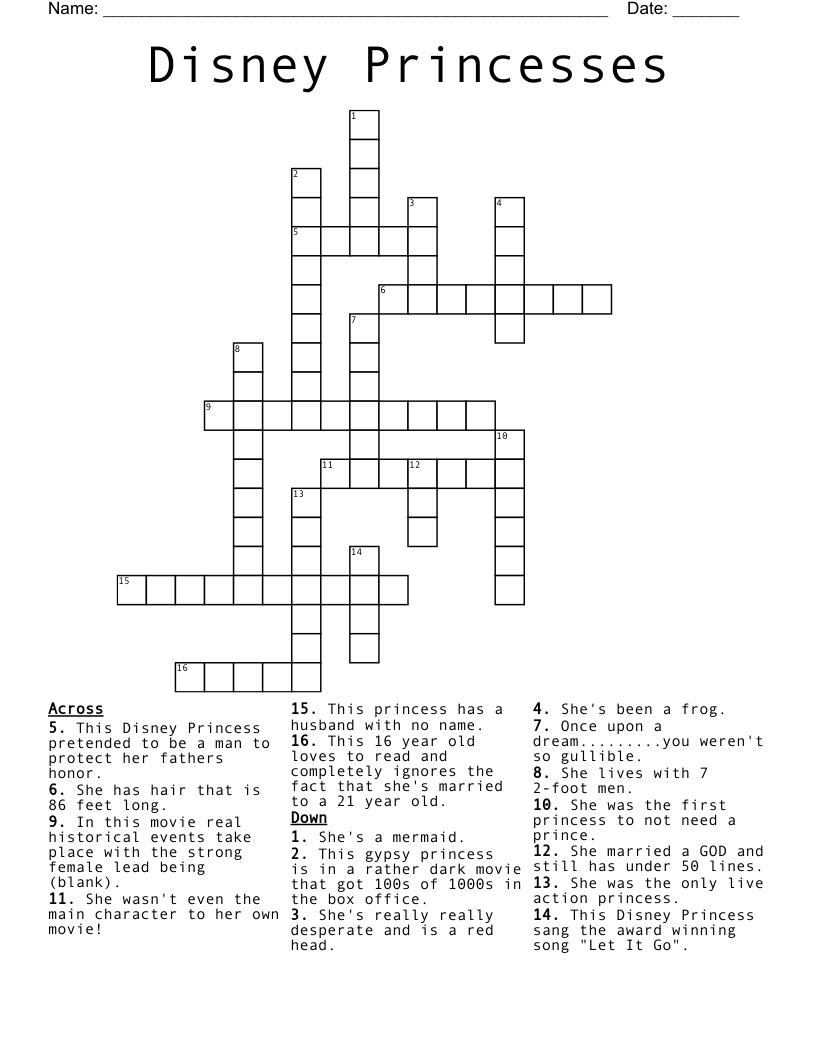 Printable Crossword Puzzles for 6 Year Old Free