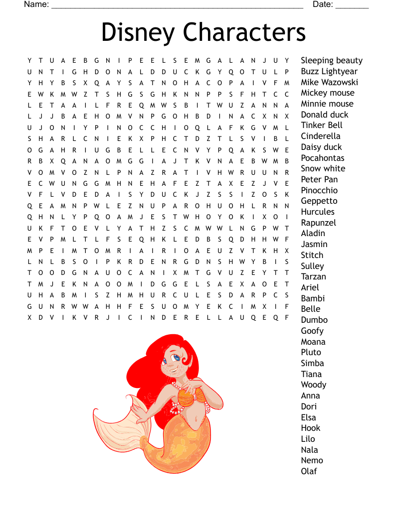 Printable Disney Crosswords for Ault's