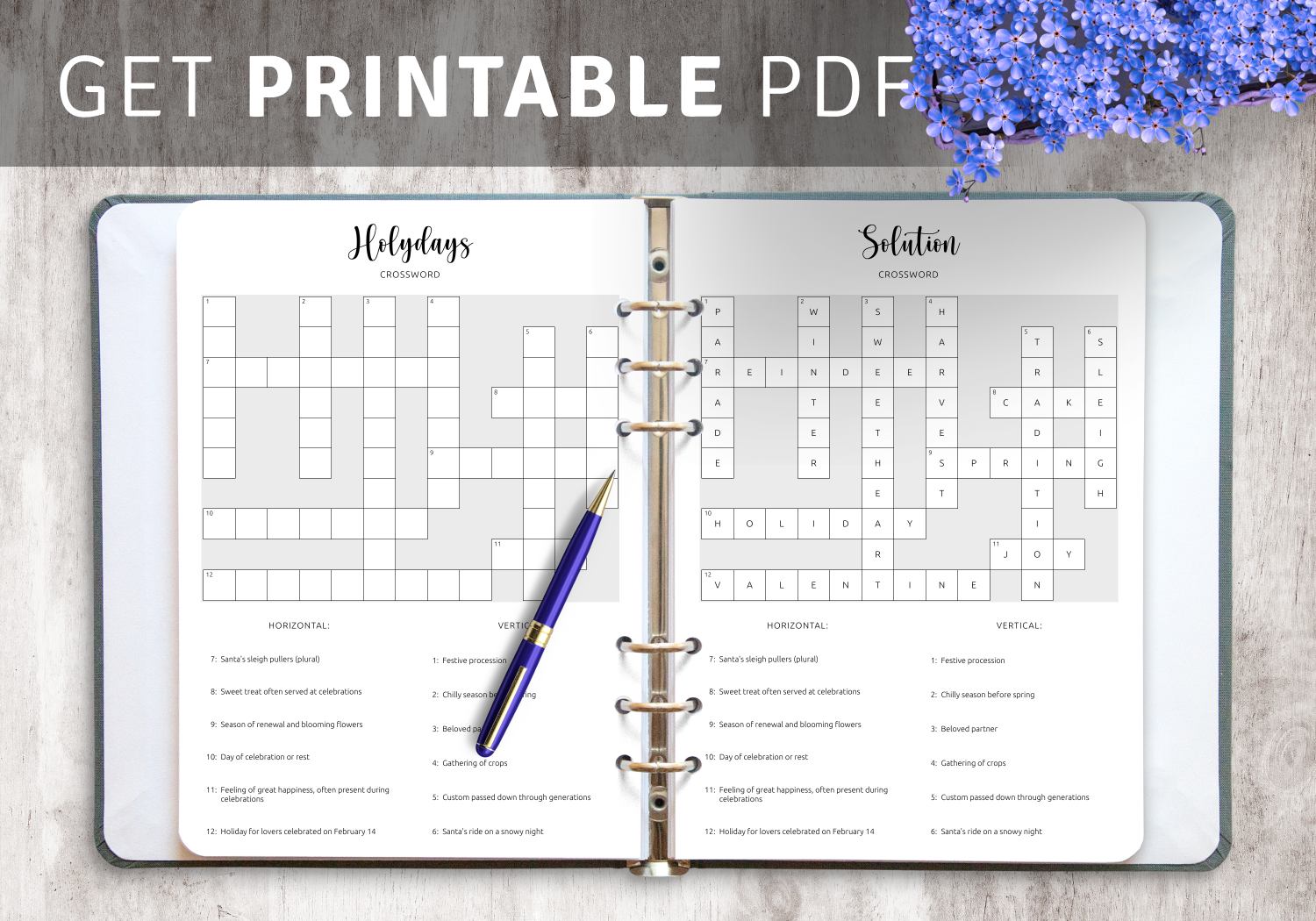 Download Printable Holidays Crossword Puzzle PDF Explore Festive Traditions