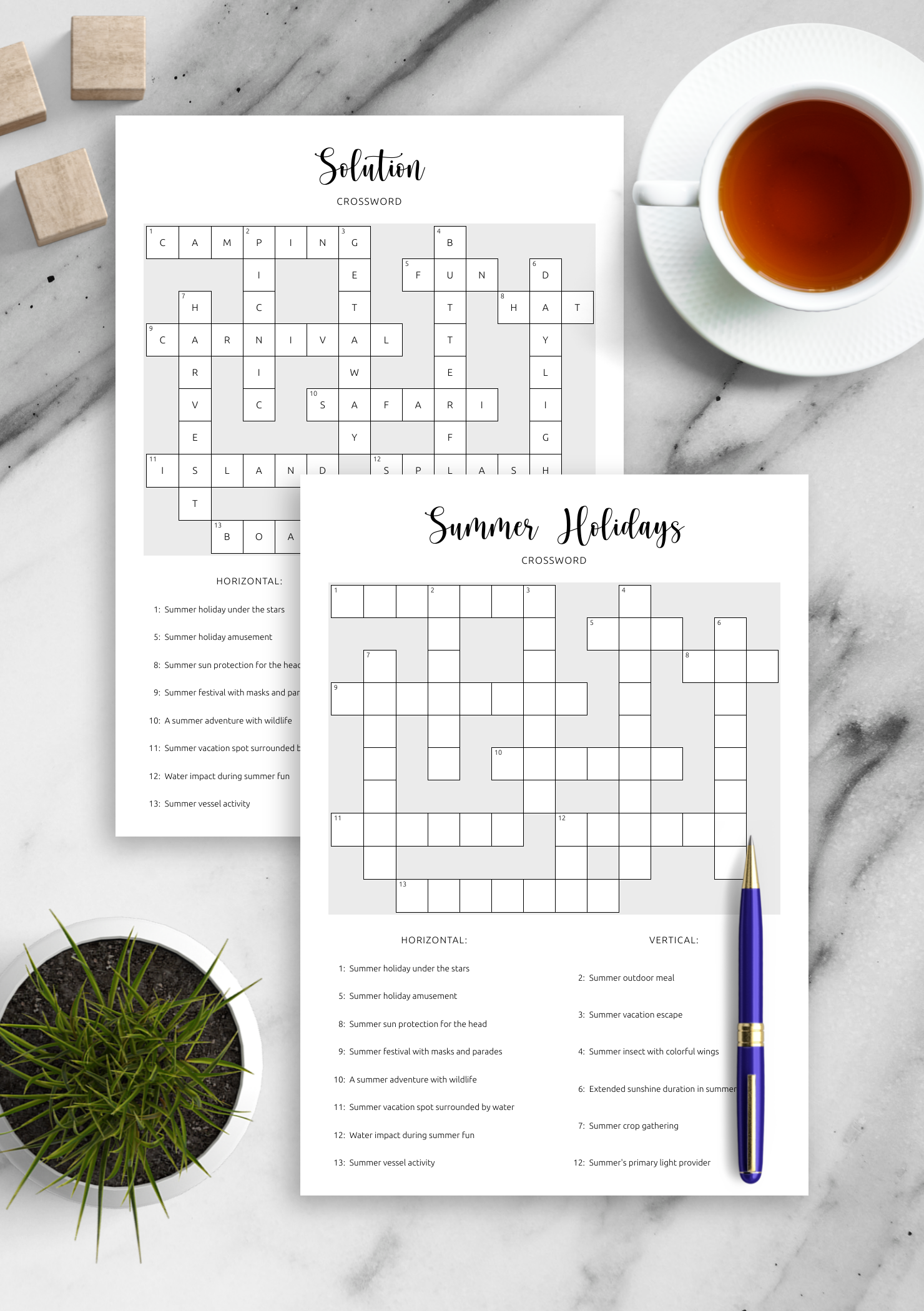 Download Printable Summer Holidays Crossword Puzzle PDF Sun And Fun