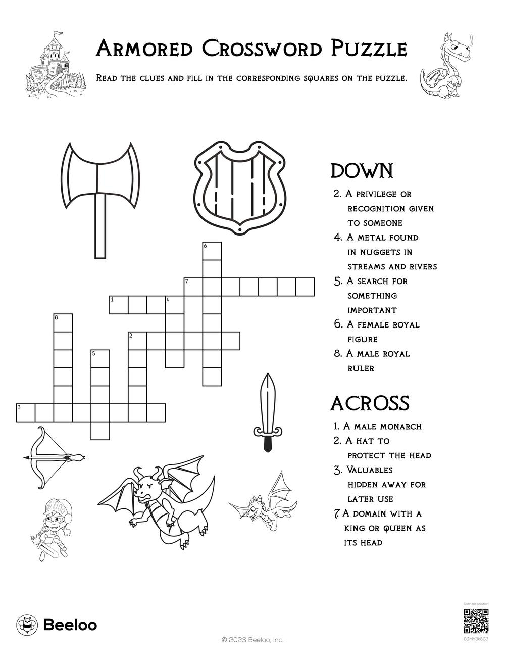 Dragon themed Crossword Puzzles Beeloo Printable Crafts And Activities For Kids