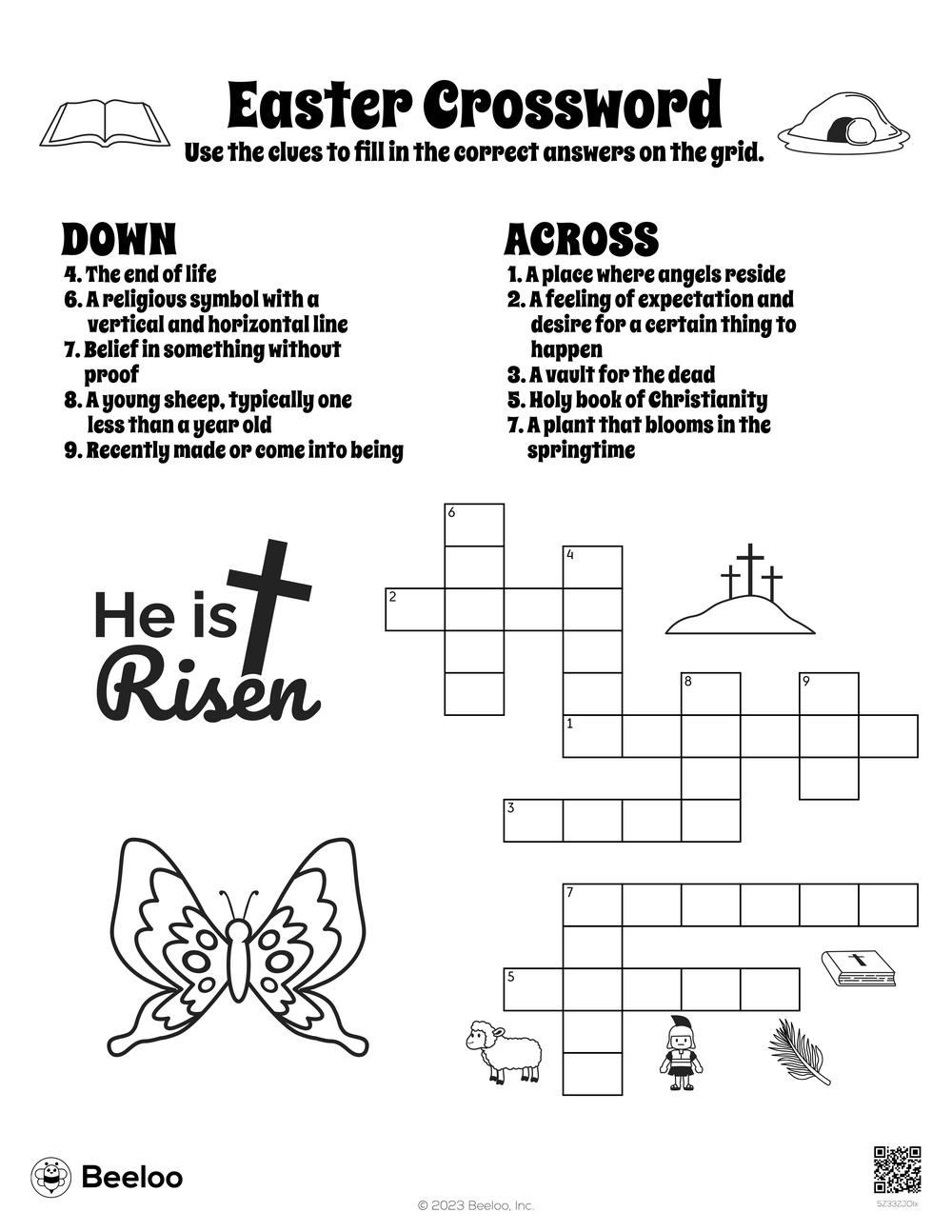 Easter Crossword Beeloo Printable Crafts And Activities For Kids