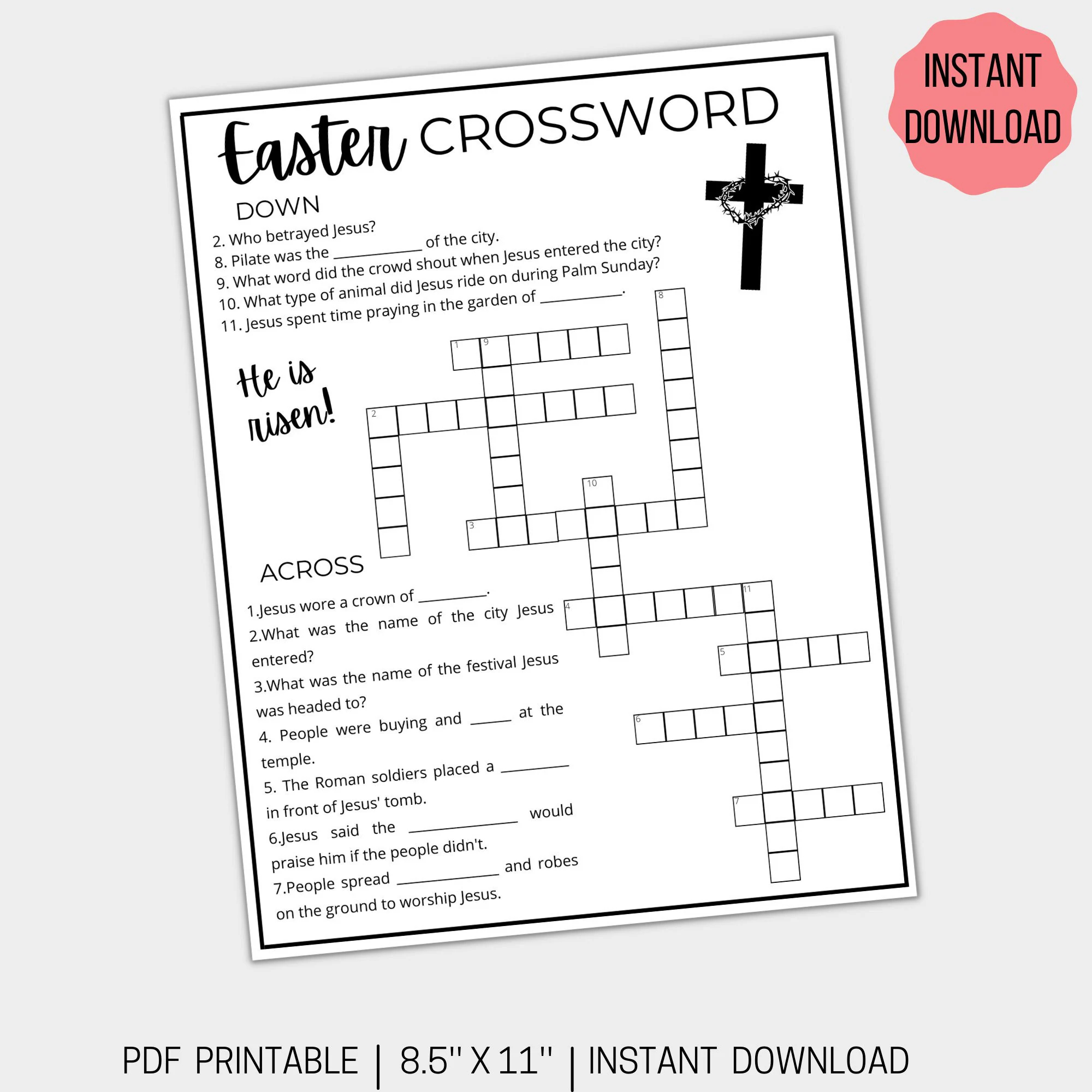 Easter Crossword Puzzle Printable