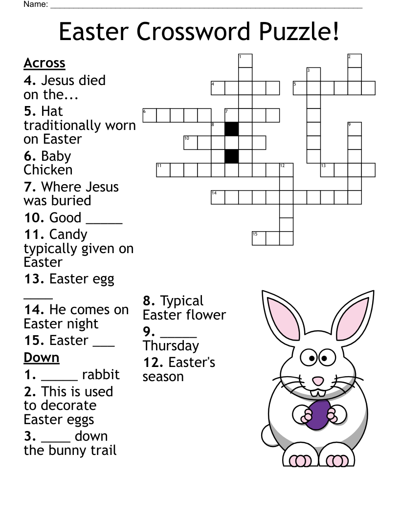 Easter Crossword Puzzle WordMint Worksheets Library Easter Crossword Puzzle WordMint Worksheets Library