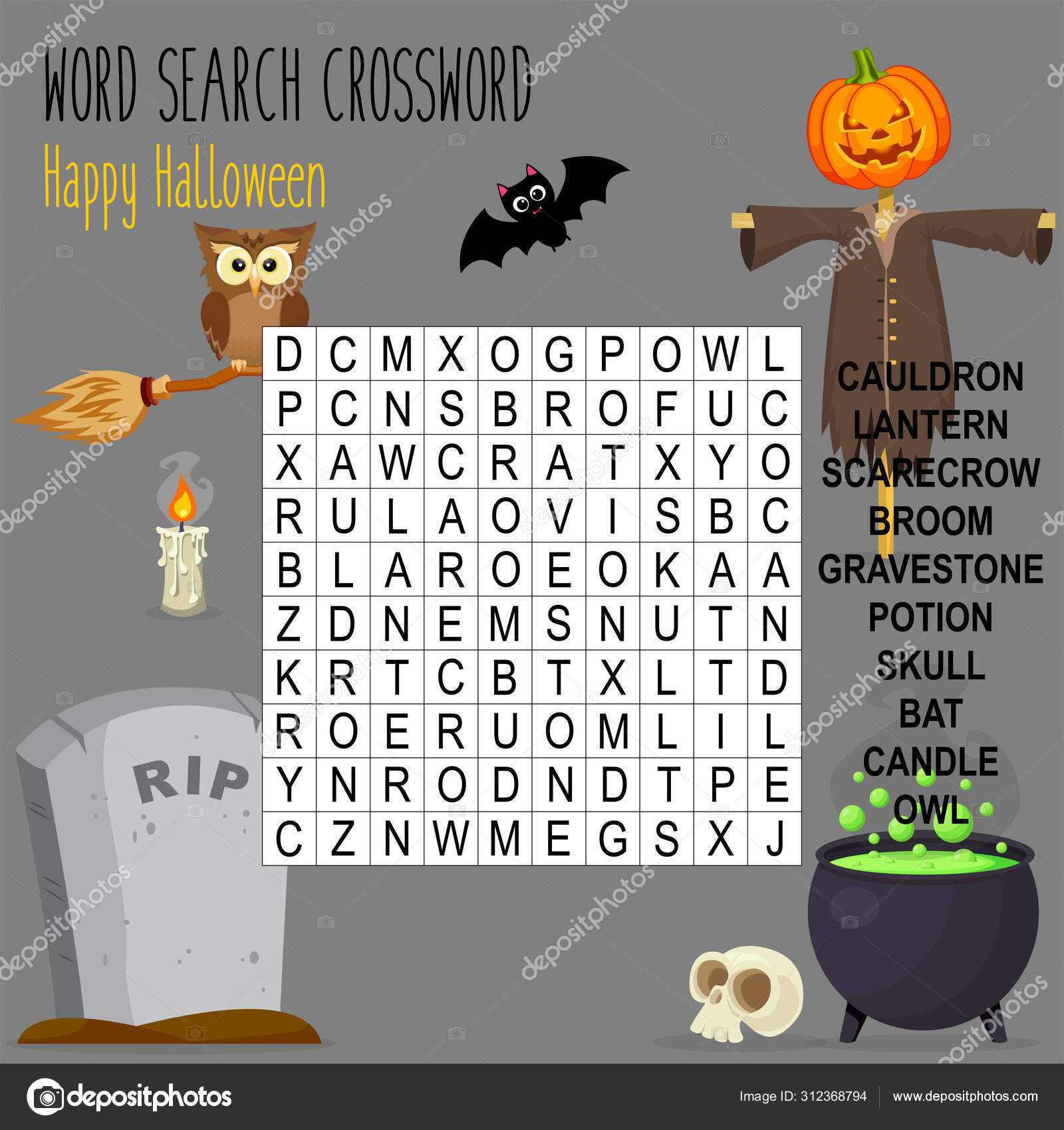 Halloween Crossword Printable Childrem