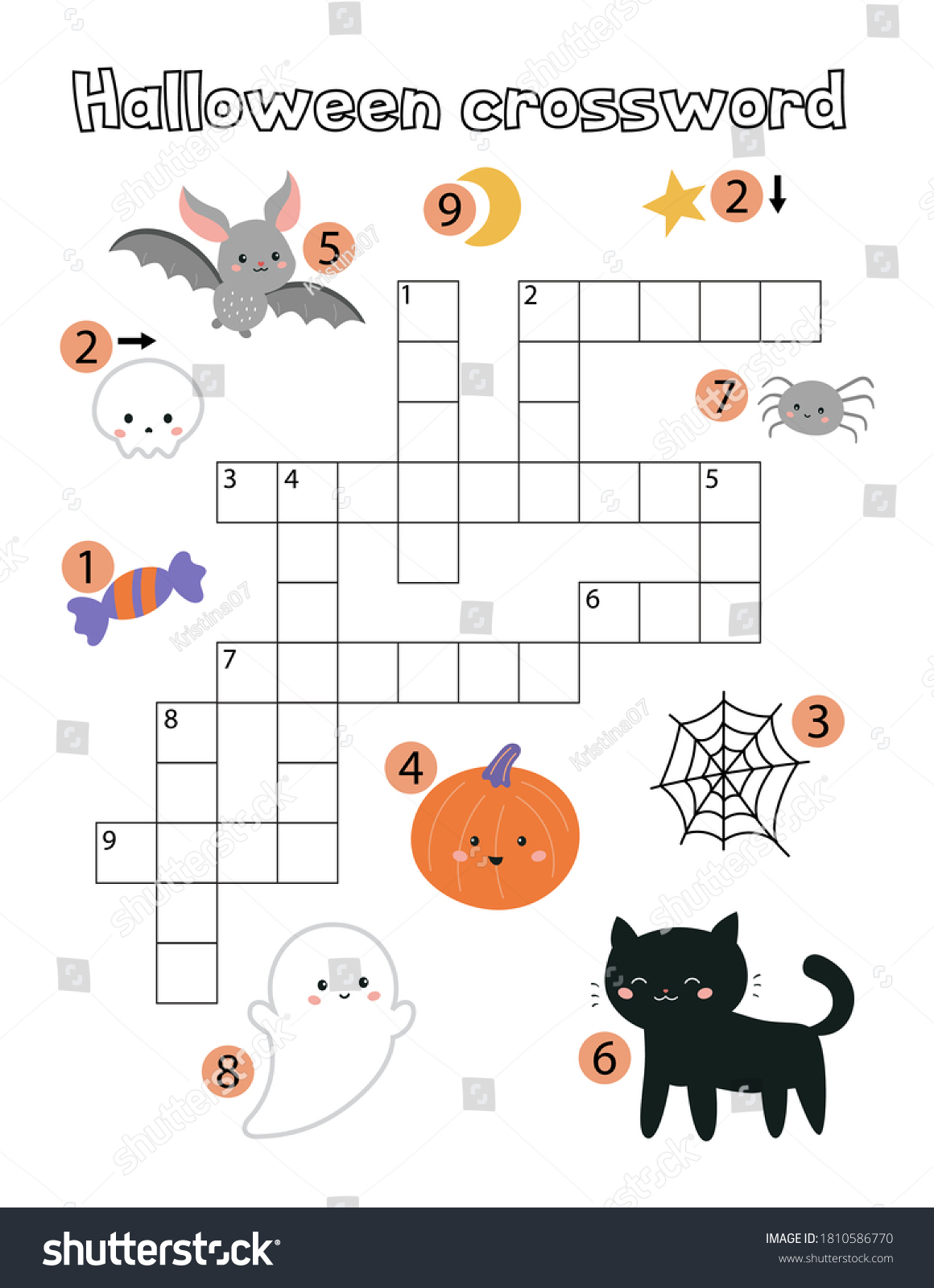 Educational Children Game Halloween Crossword Children Stock Vector Royalty Free 1810586770 Shutterstock