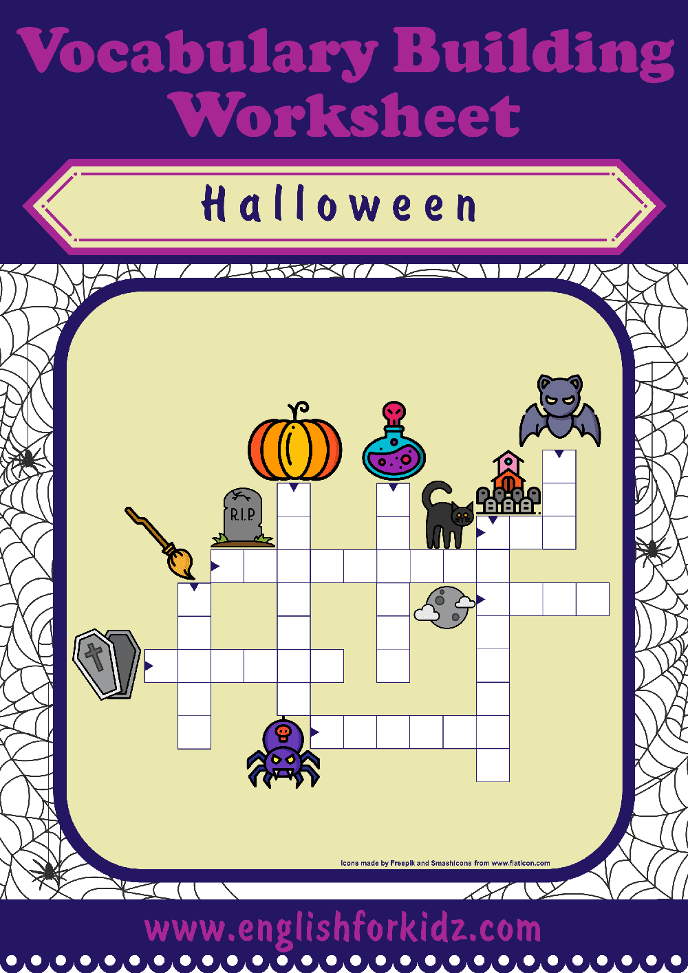 English For Kids Step By Step Printable Halloween Crossword Puzzles