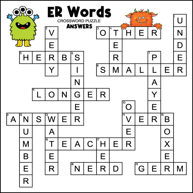 ER Words Crossword Tree Valley Academy ER Words Crossword Tree Valley Academy