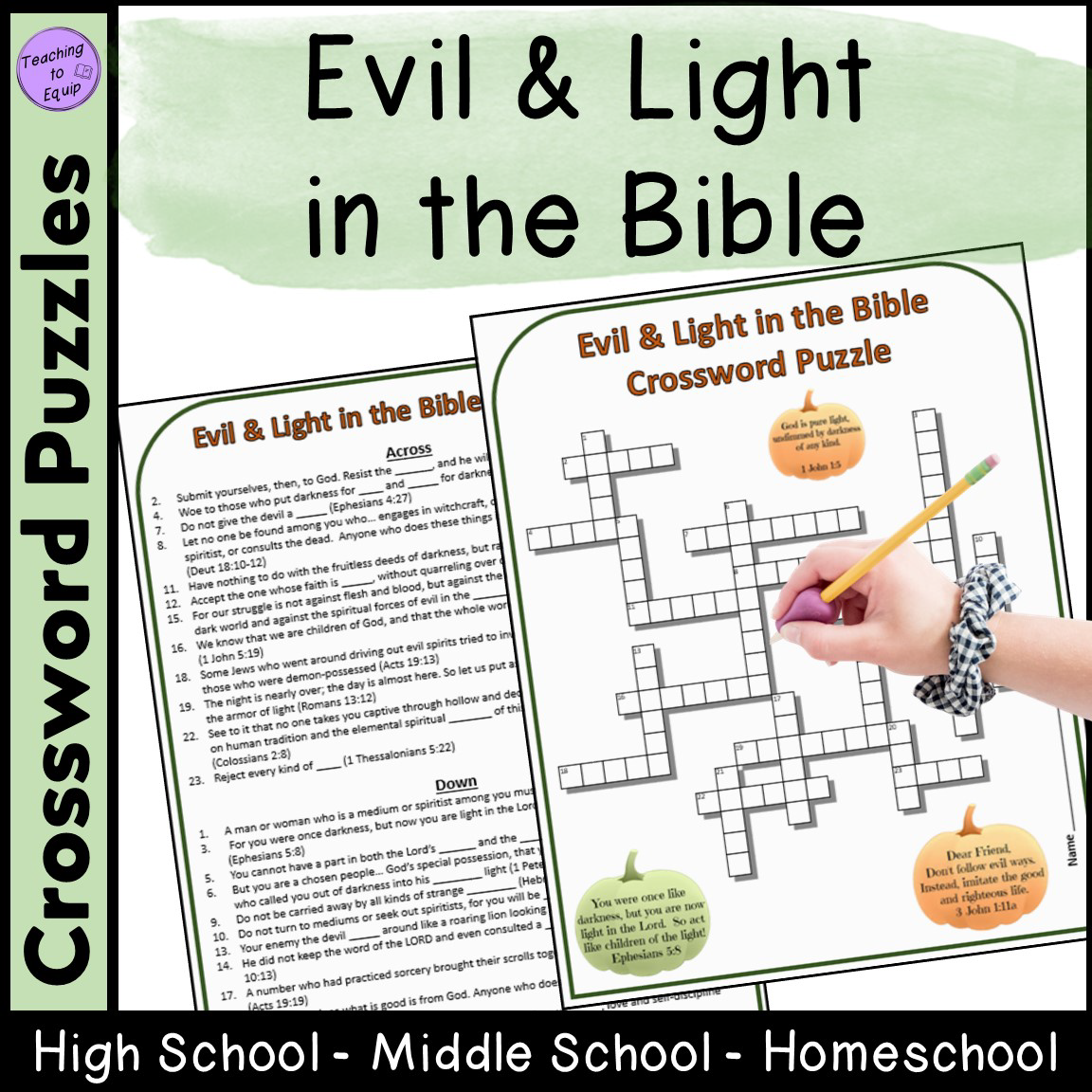 Evil U0026 Light In Bible Crossword Puzzle Halloween Made By Teachers