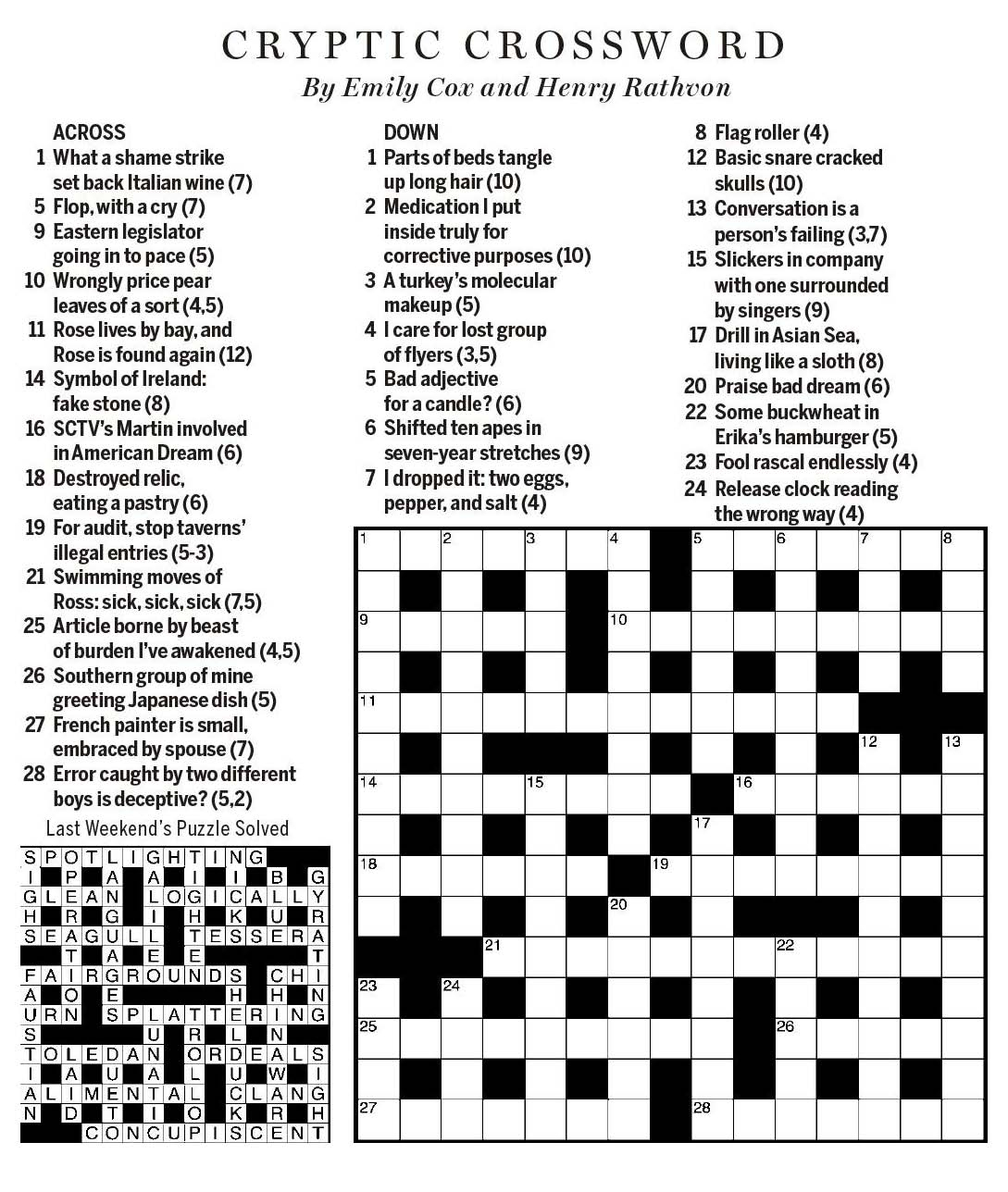 WSJ Crossword Puzzle Today Printable