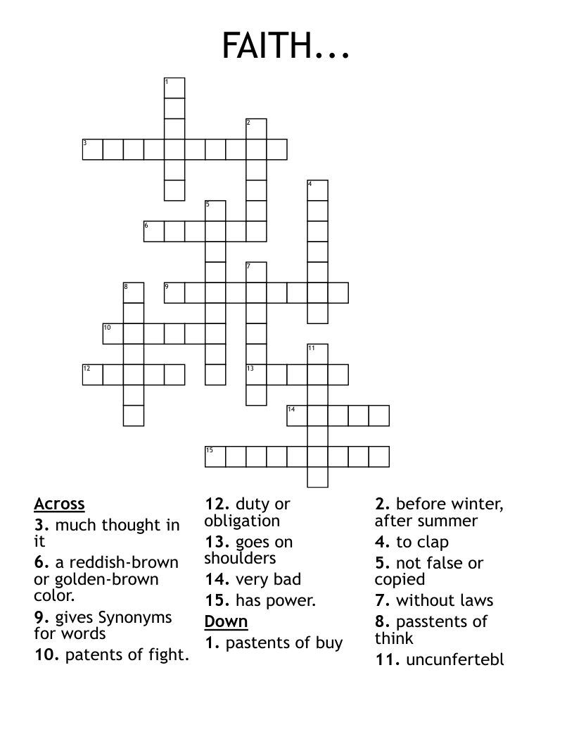FAITH Crossword WordMint