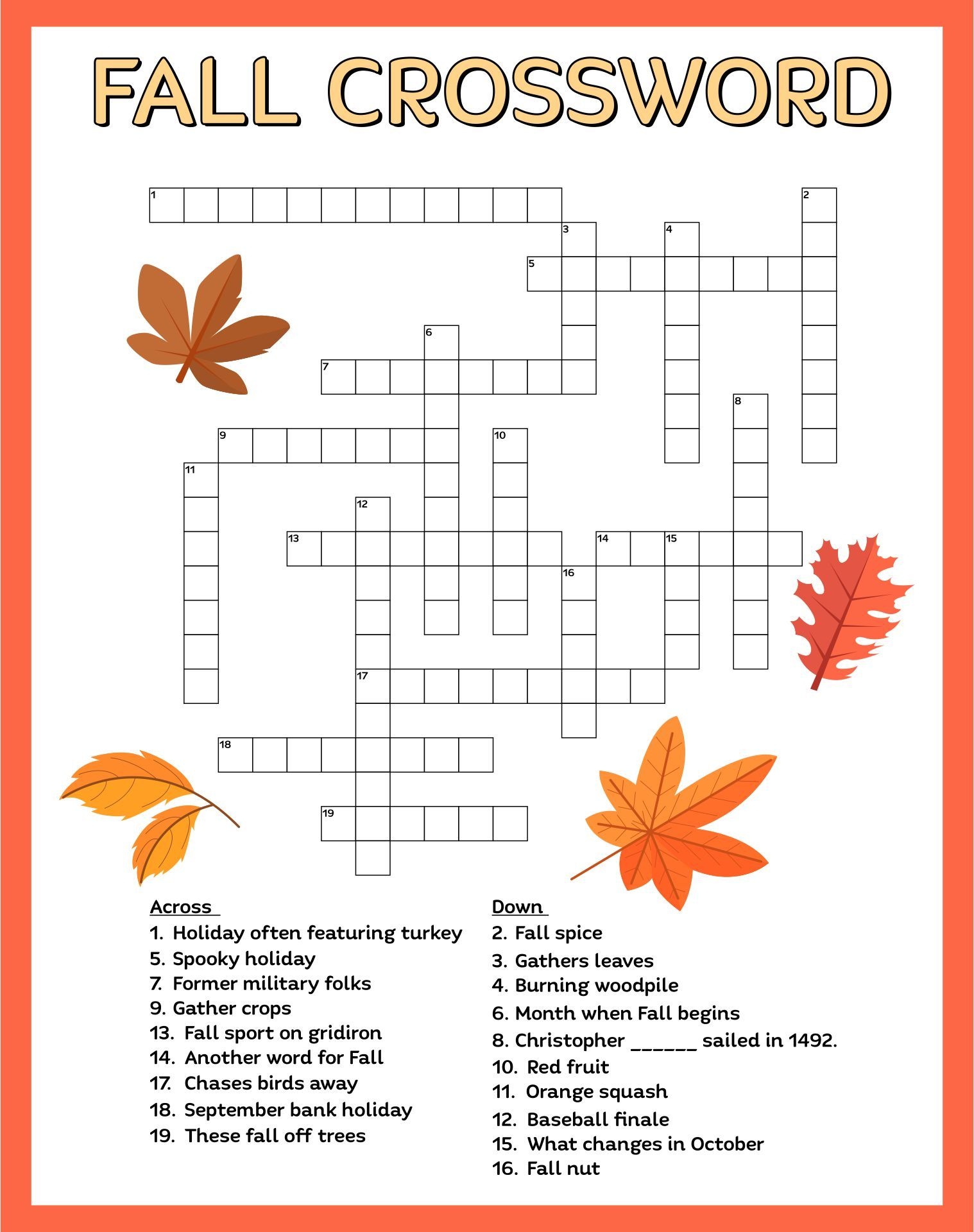 Fall Activities Printable Printable Party Favors