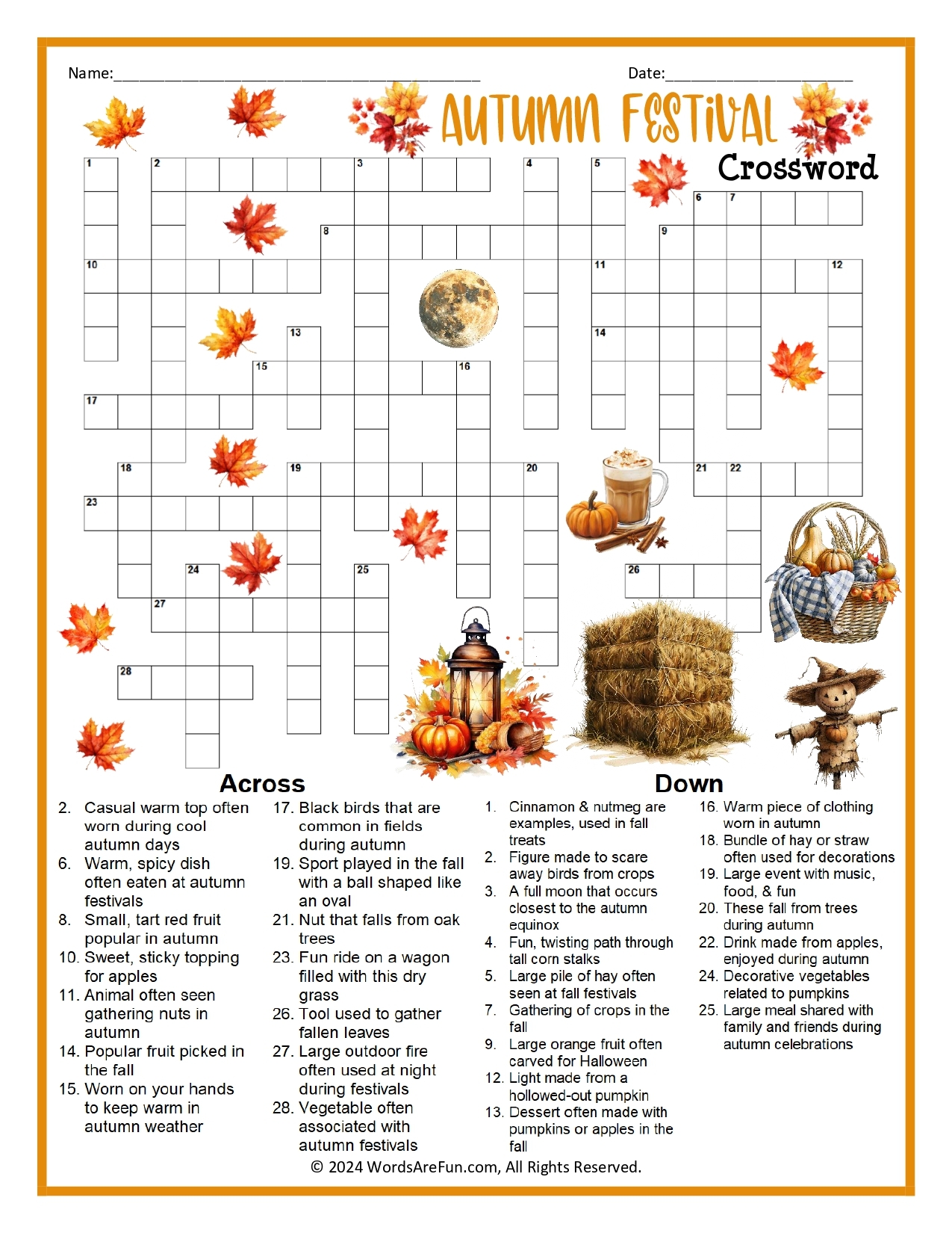 Fall Crosswords Fall Crosswords