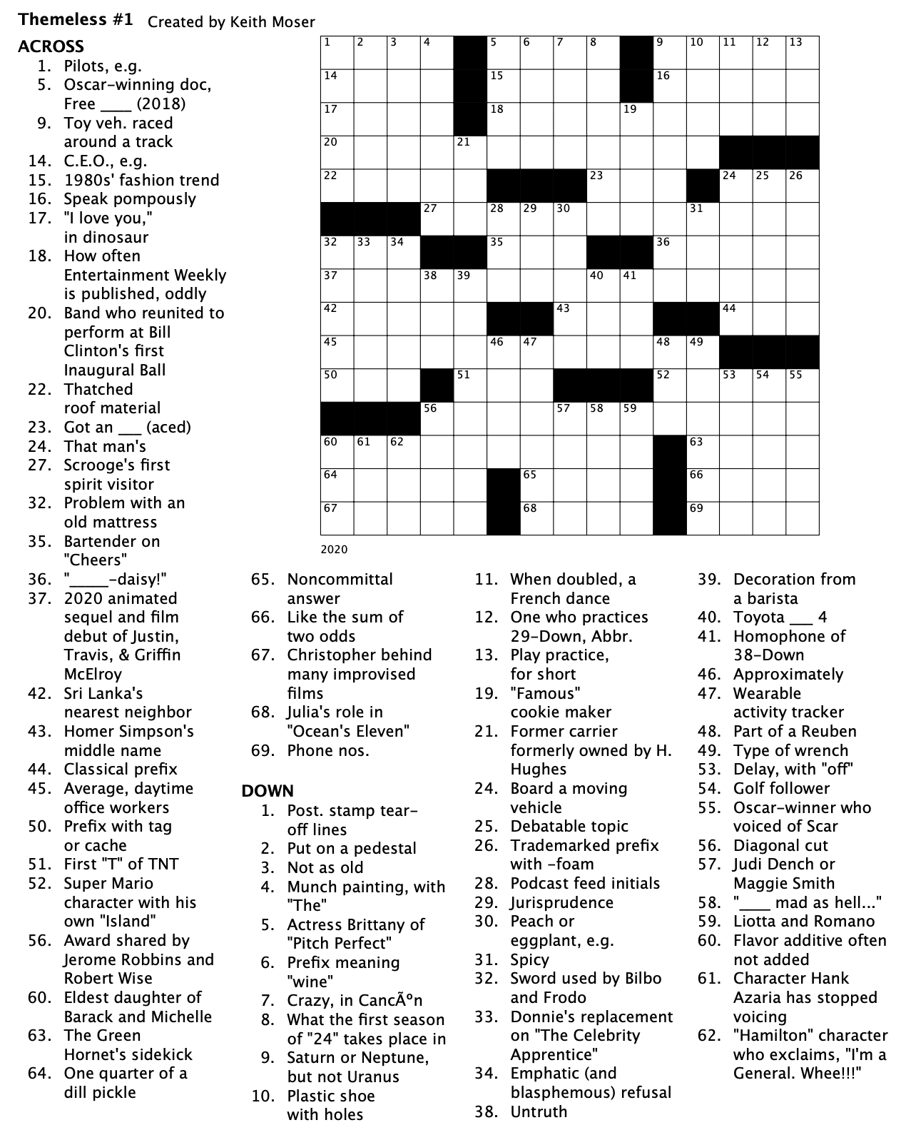 Finished My First 15x15 Themeless Any Feedback Is Appreciated R Crossword