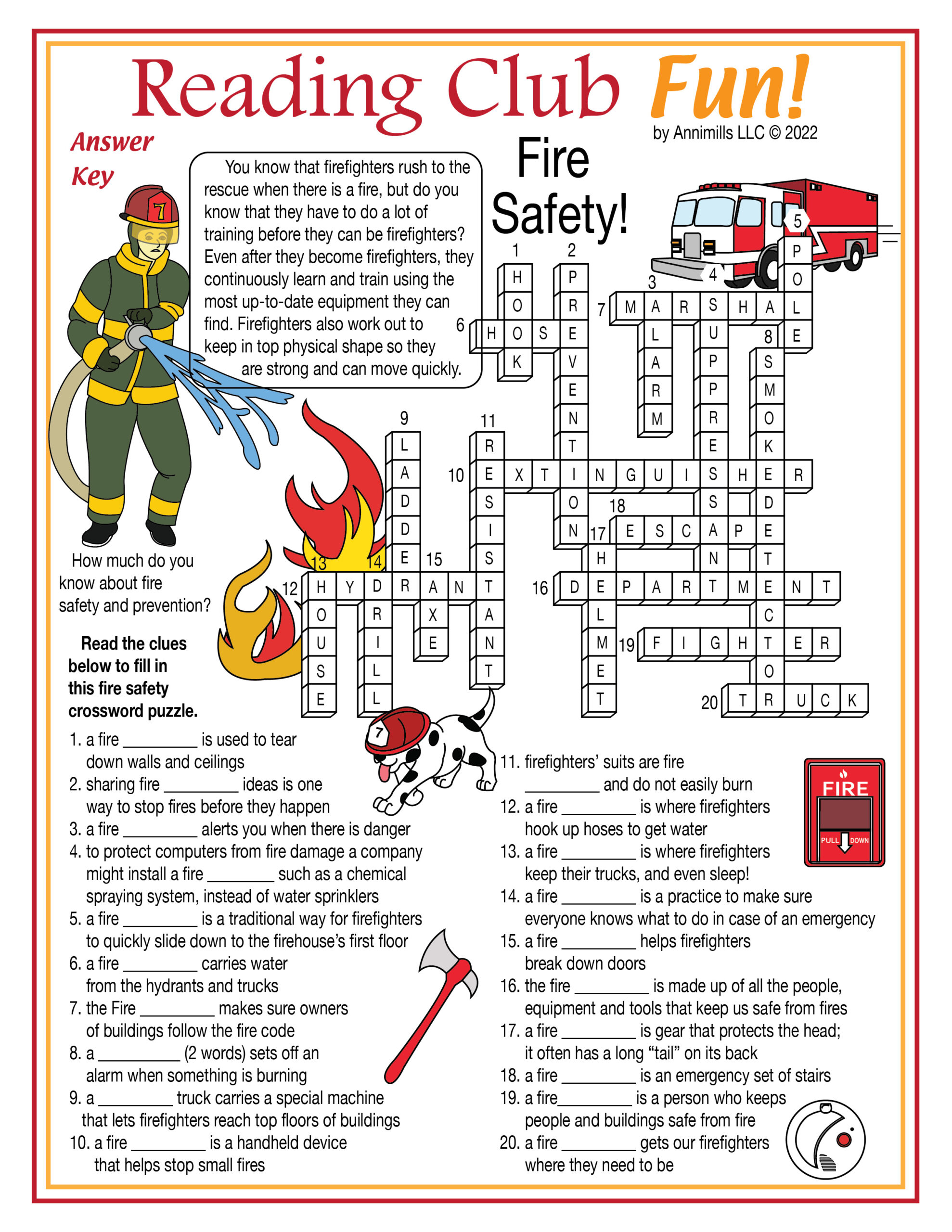 fire safety printable crossword puzzle made by teachers