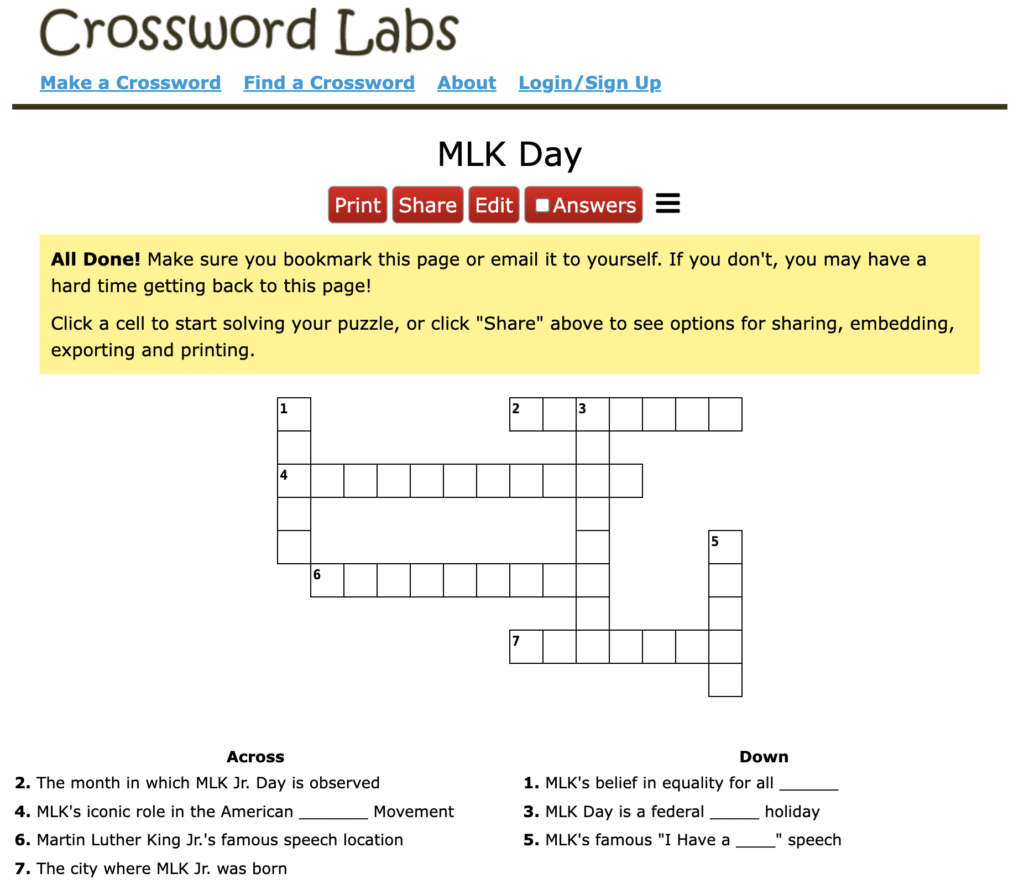 Online Crosswords Net Printable