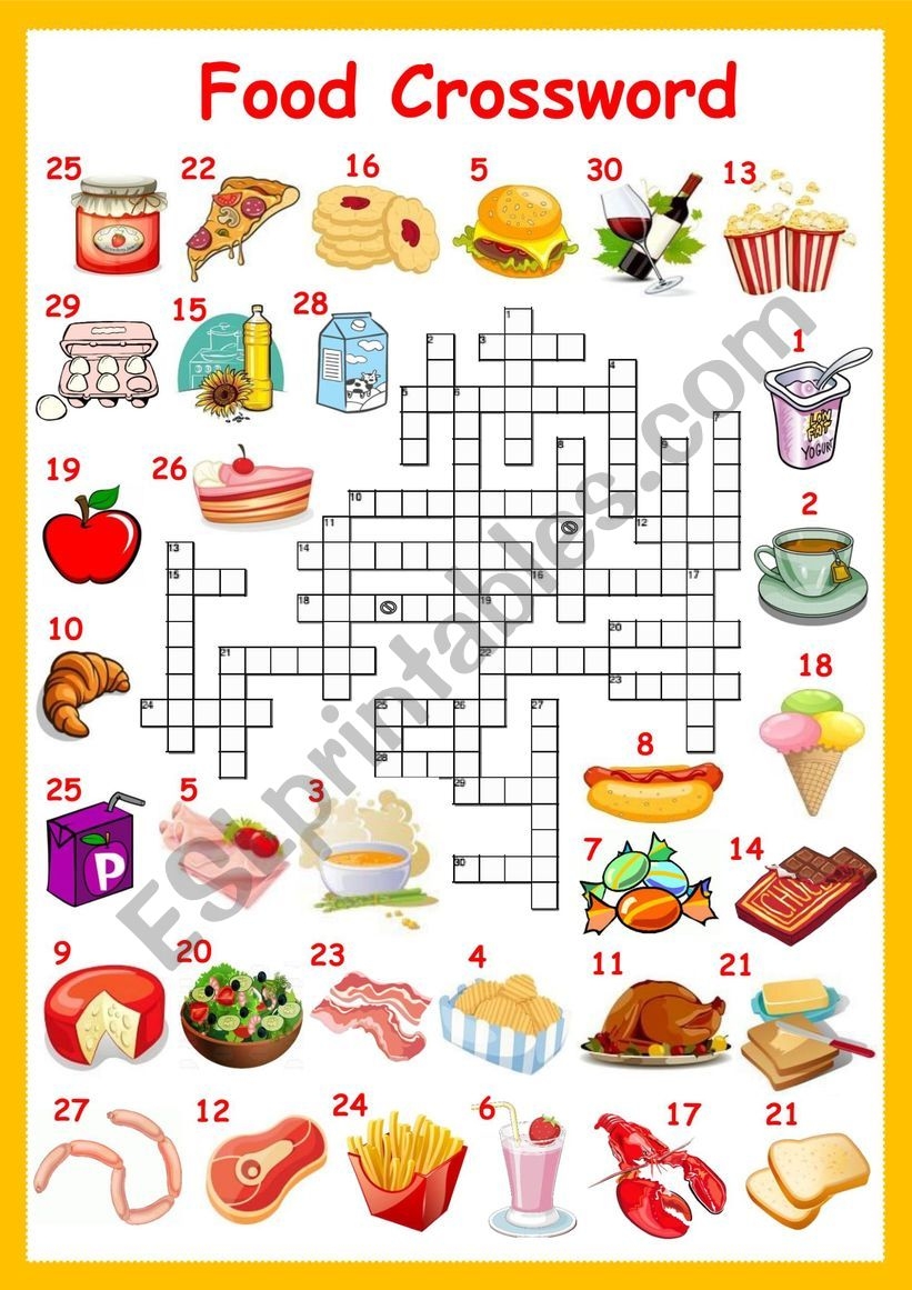 Free Printable Food Crossword Puzzles