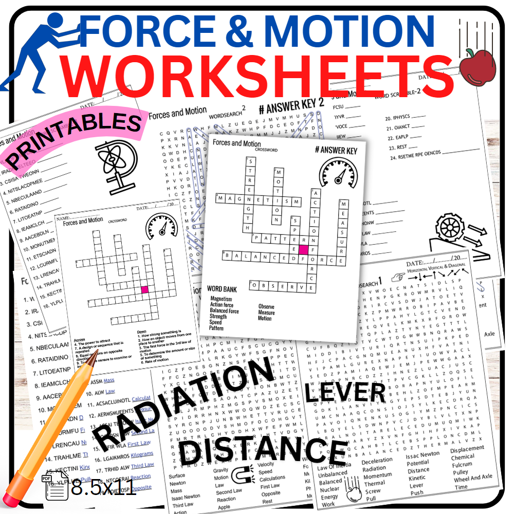 Forces And Motion Worksheets Crossword Word Scramble Word Search Made By Teachers
