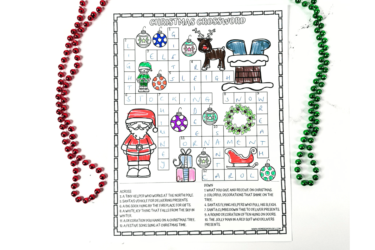 free christmas crossword printable