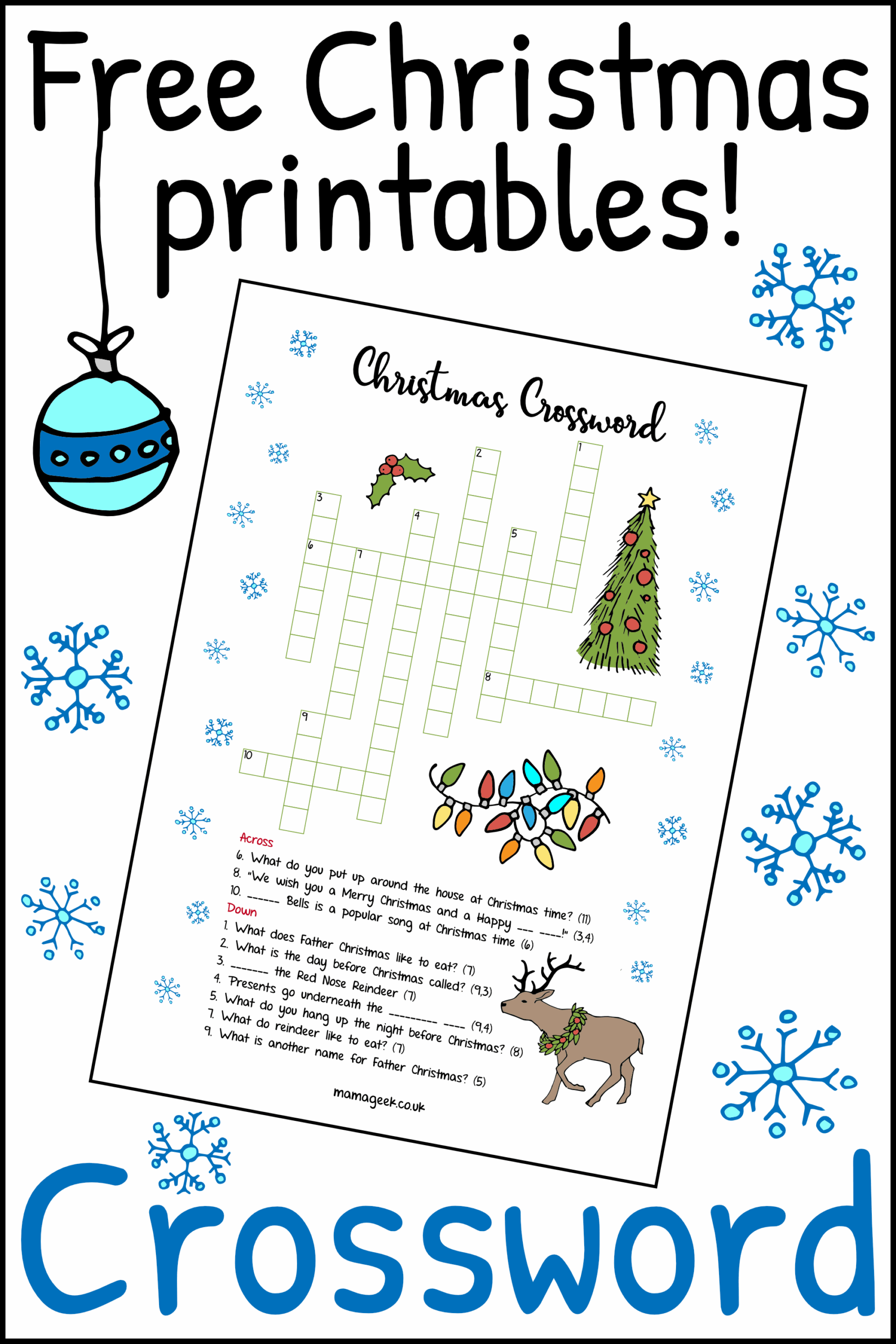 free christmas printables crossword mama geek