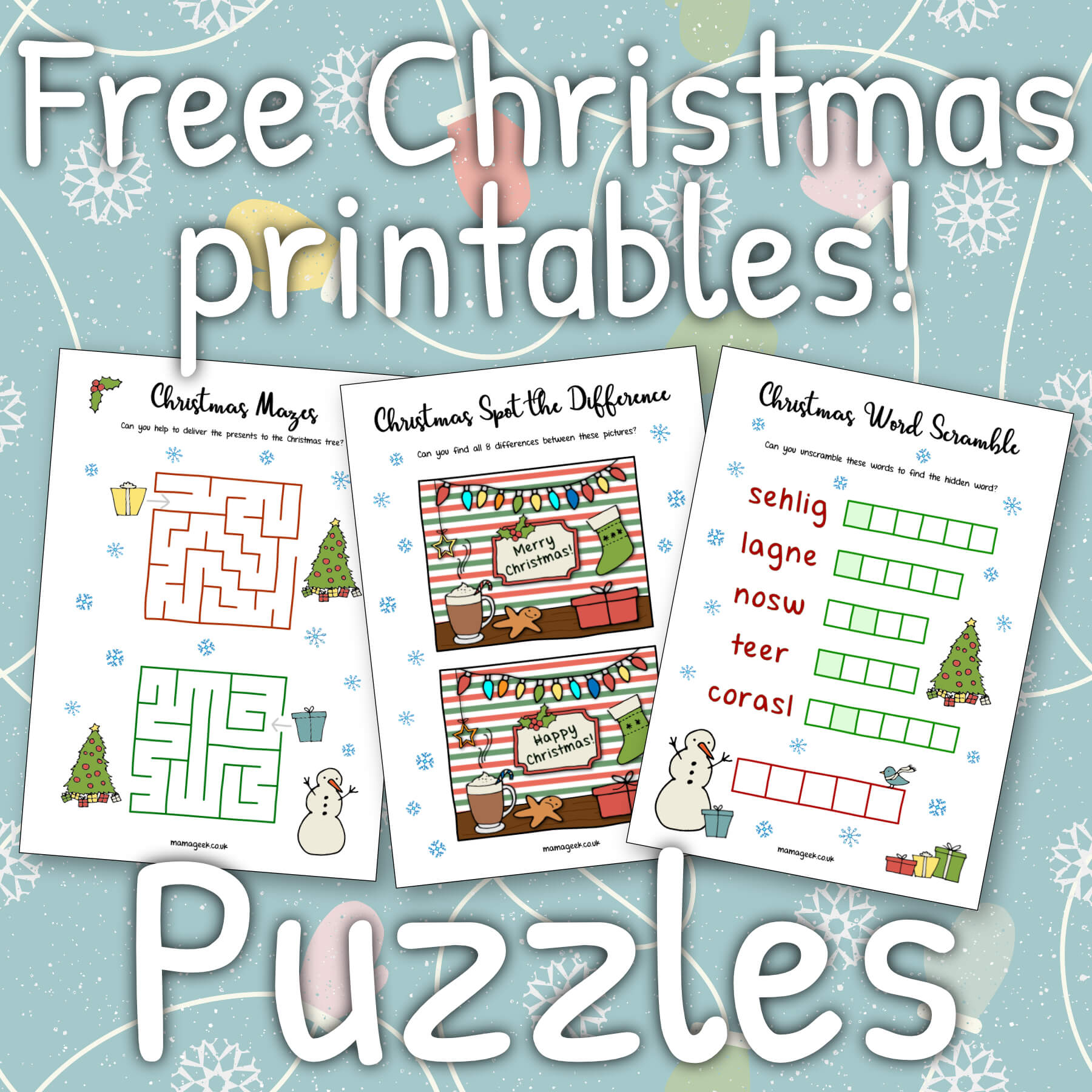 free christmas printables puzzles mama geek