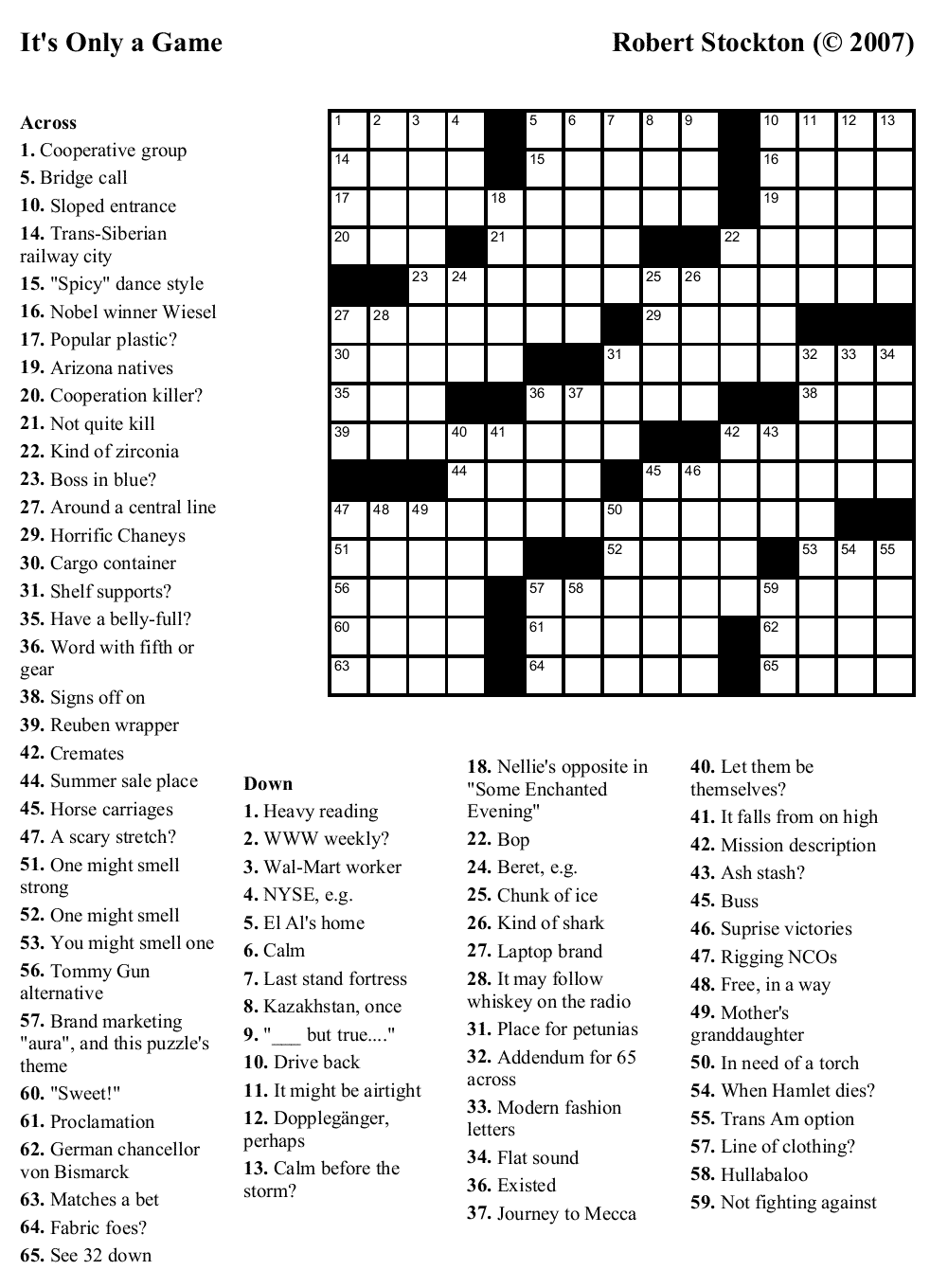 Free Crossword Puzzle 12 It s Only A Game Beekeeper Crosswords Free Crossword Puzzle 12 It s Only A Game Beekeeper Crosswords