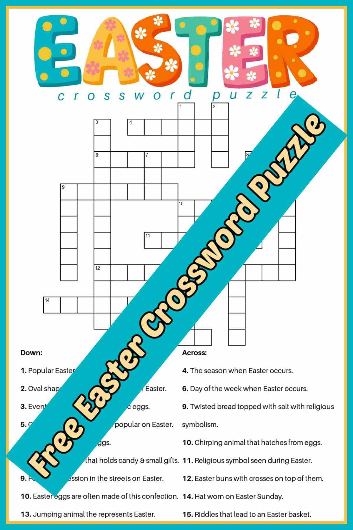 free easter crossword puzzle printable 2 versions answer key