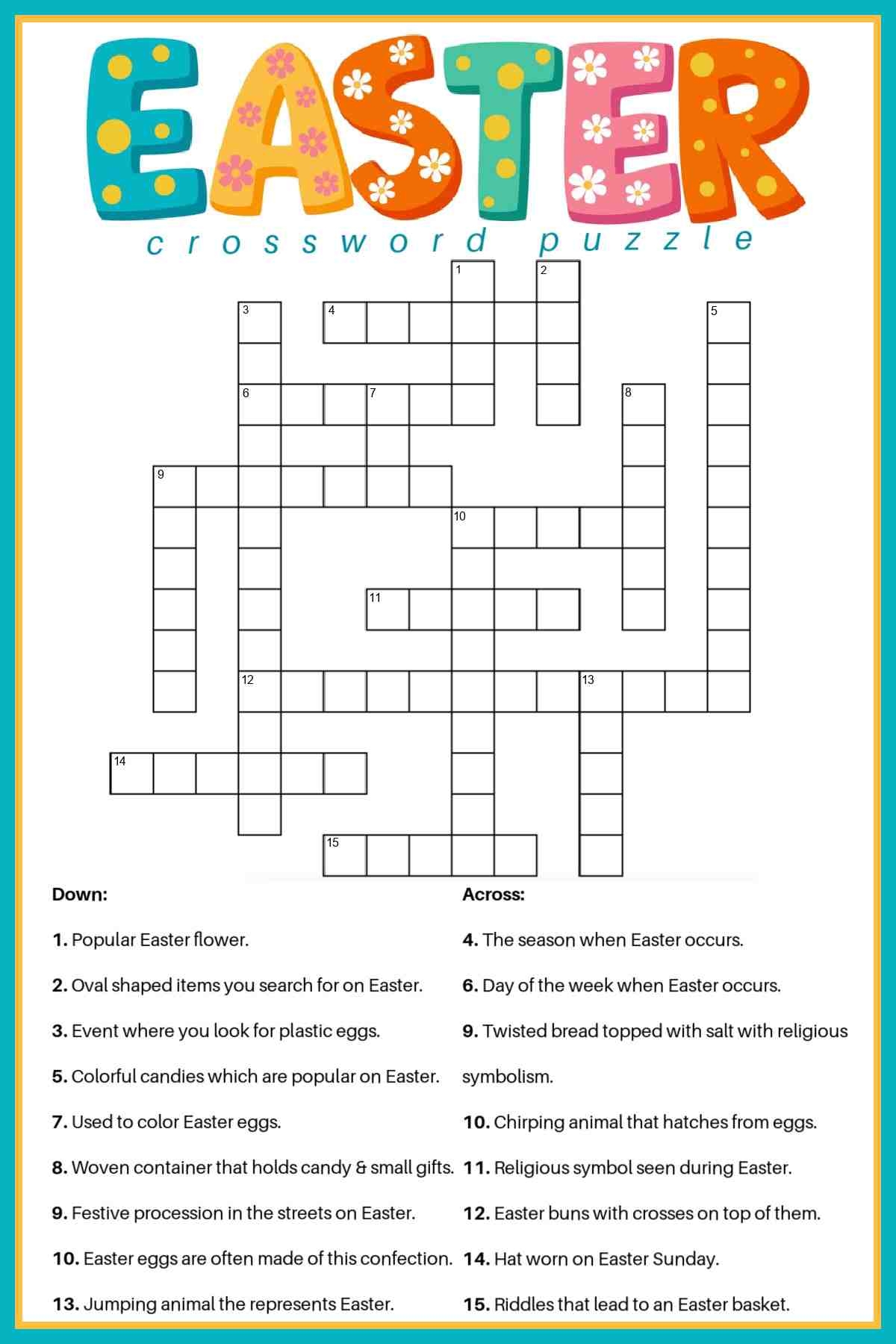 free easter crossword puzzle printable 2 versions answer key