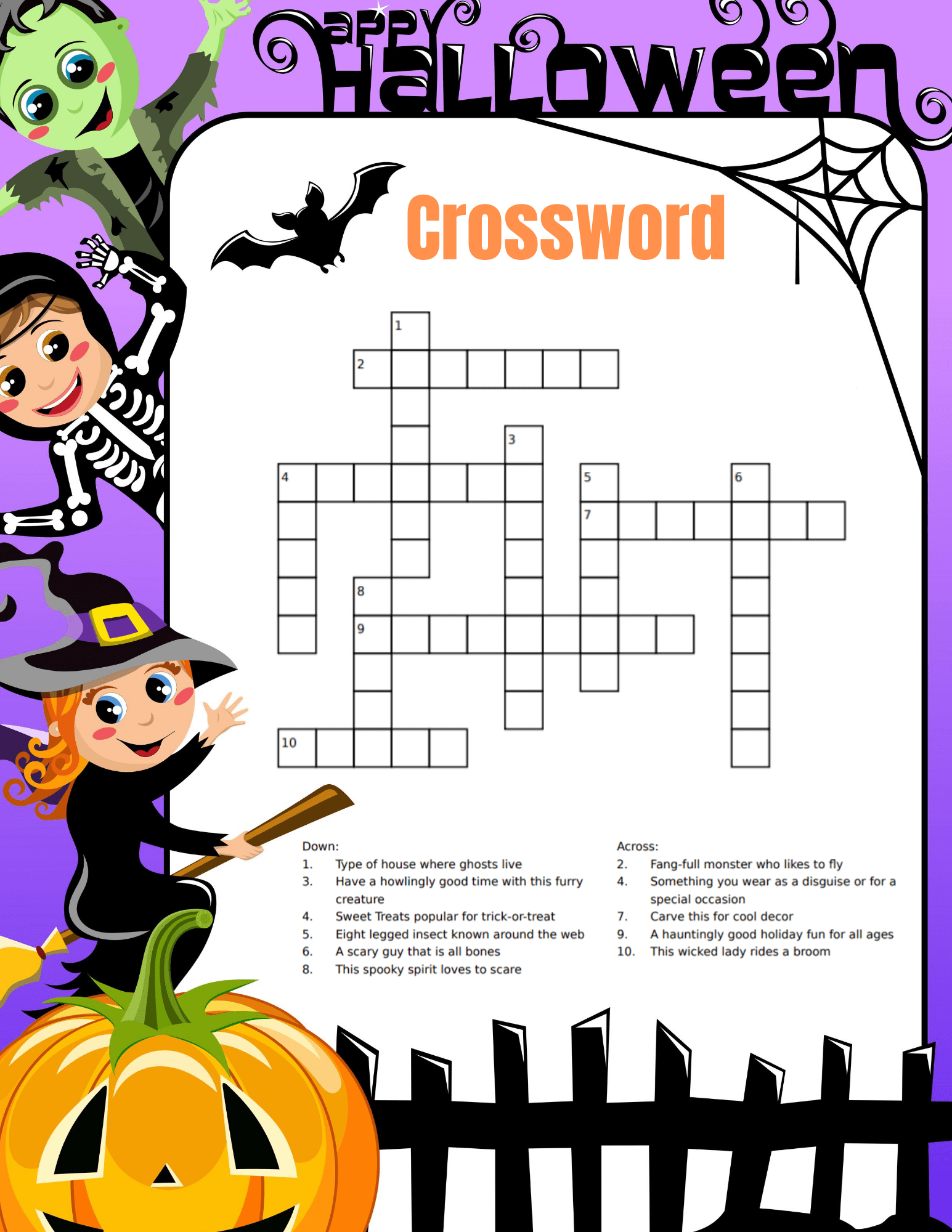 Free Printable Halloween Crossword Hard