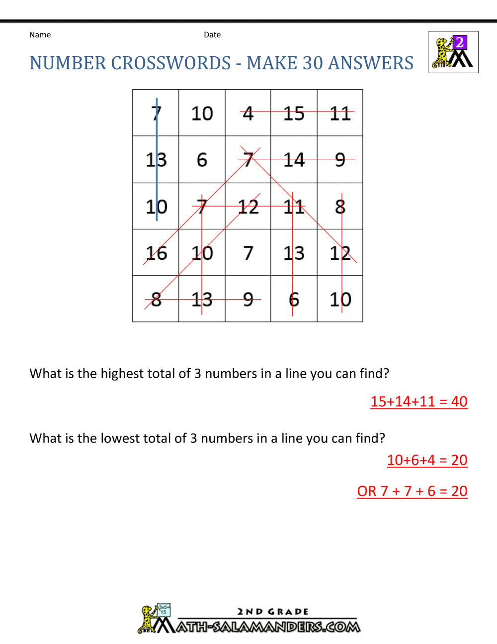 Number Crossword Puzzles Printable