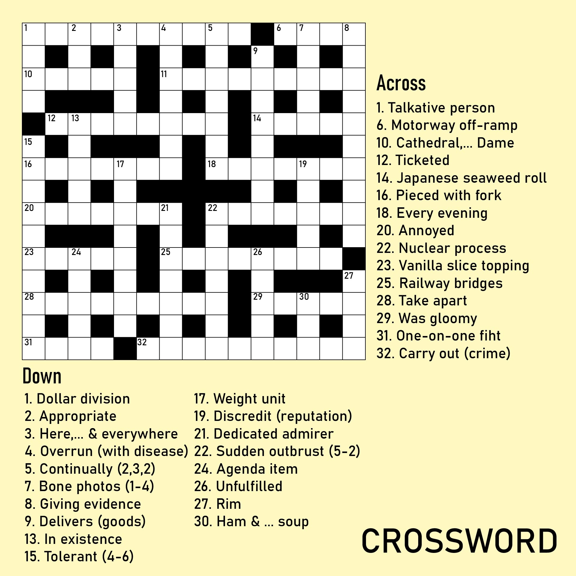 Adult Crosswords Printable