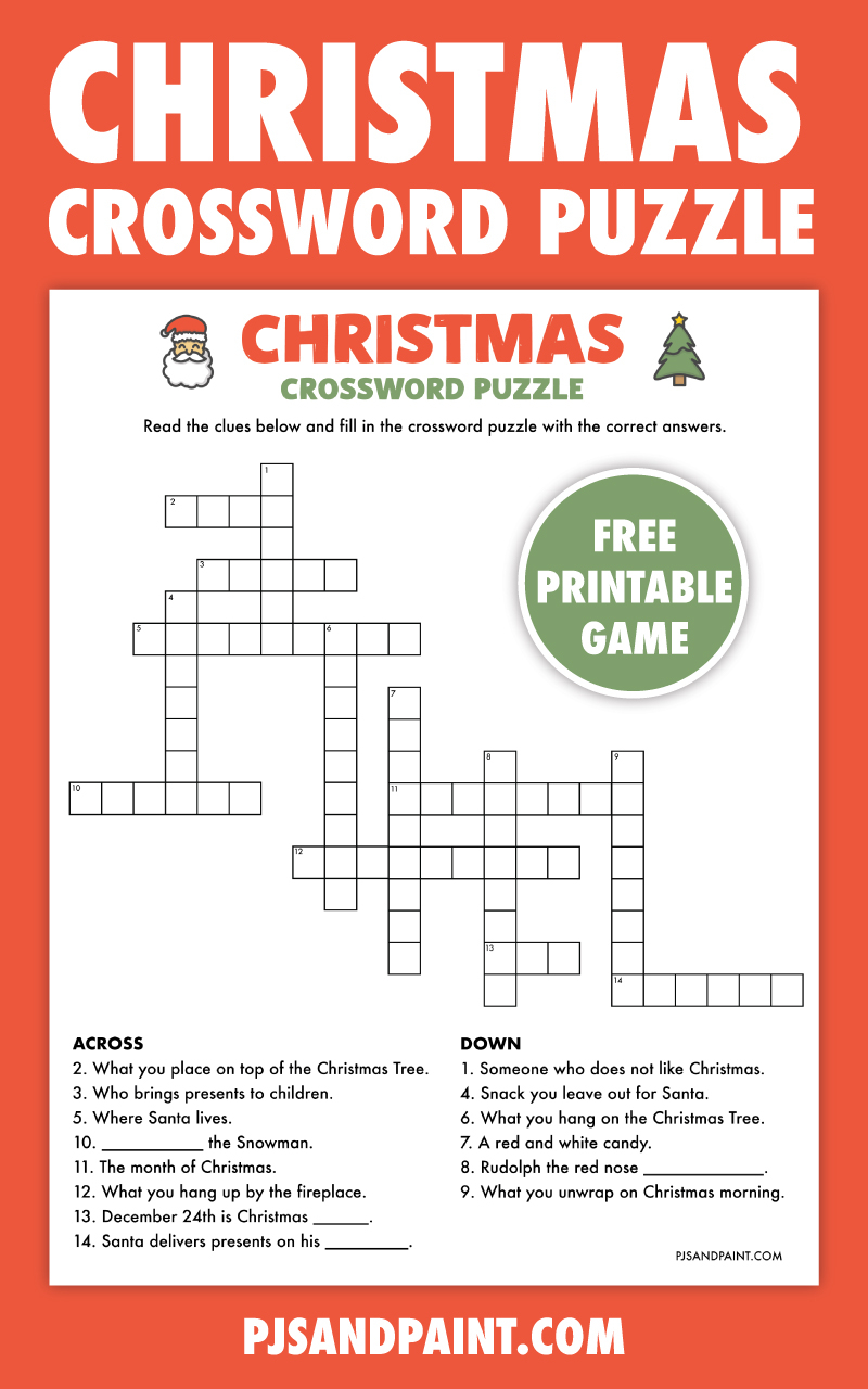 Free Printable Christmas Crossword Puzzle Pjs And Paint Worksheets Library