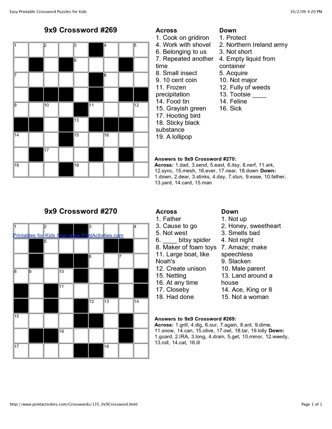 Daily Printable Crossword Puzzles