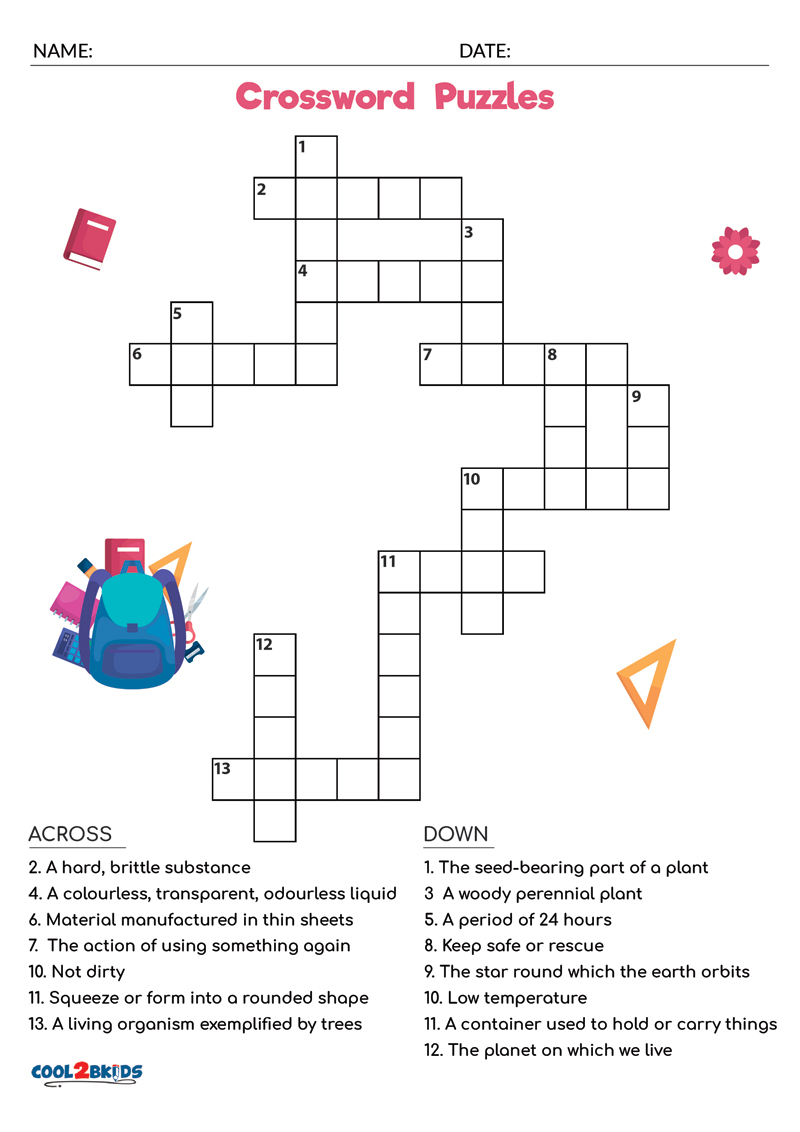 Free Printable Easy Crossword Puzzles Worksheets Library